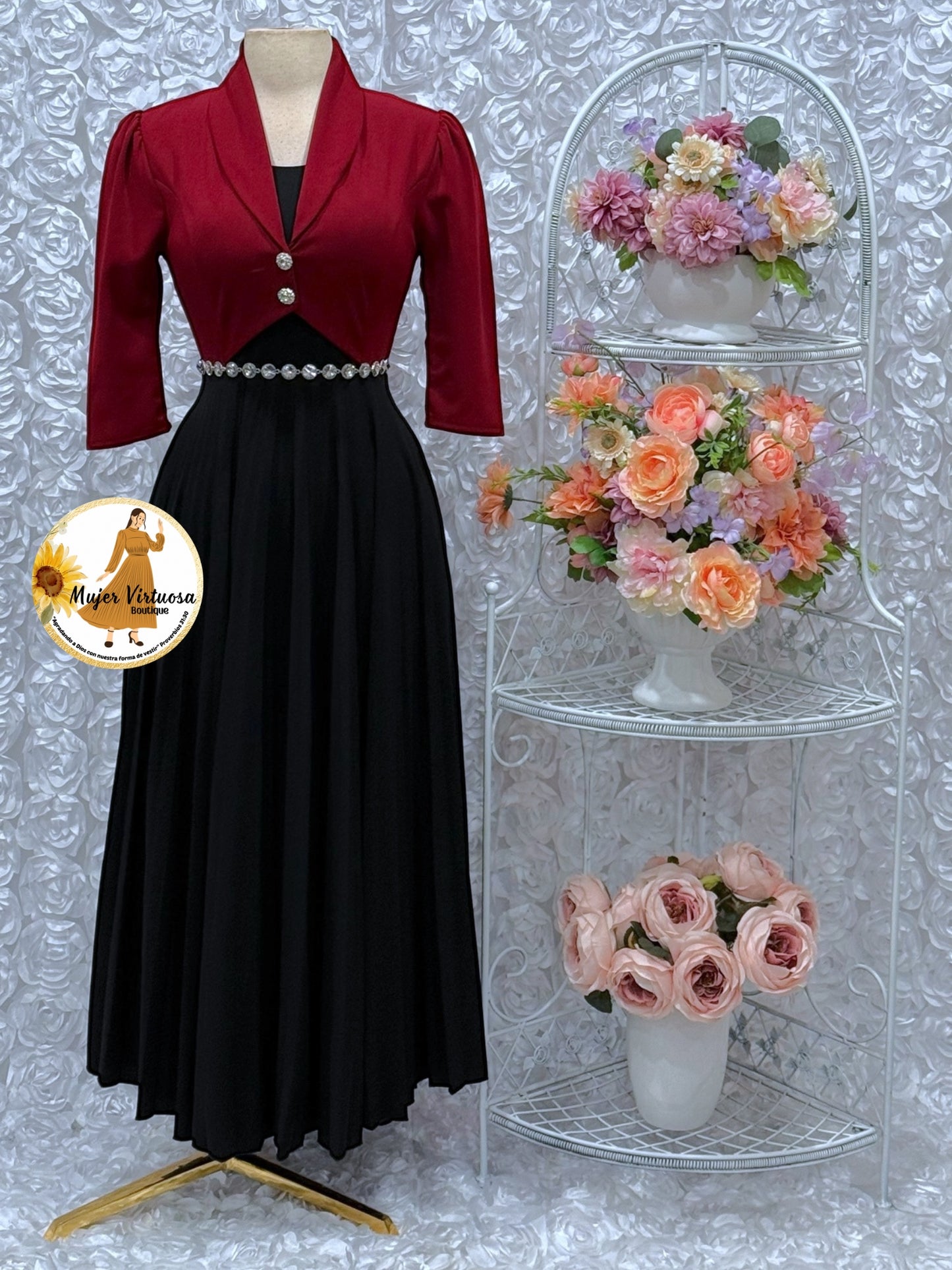 Emely Burgundy & Black Dress