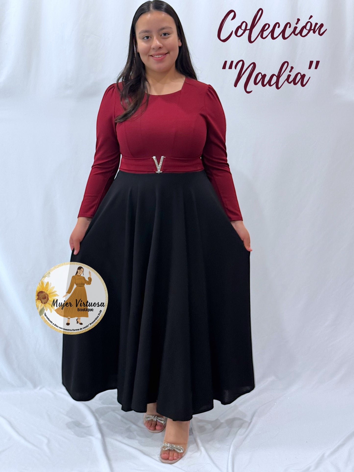 Nadia Burgundy & Black Dress