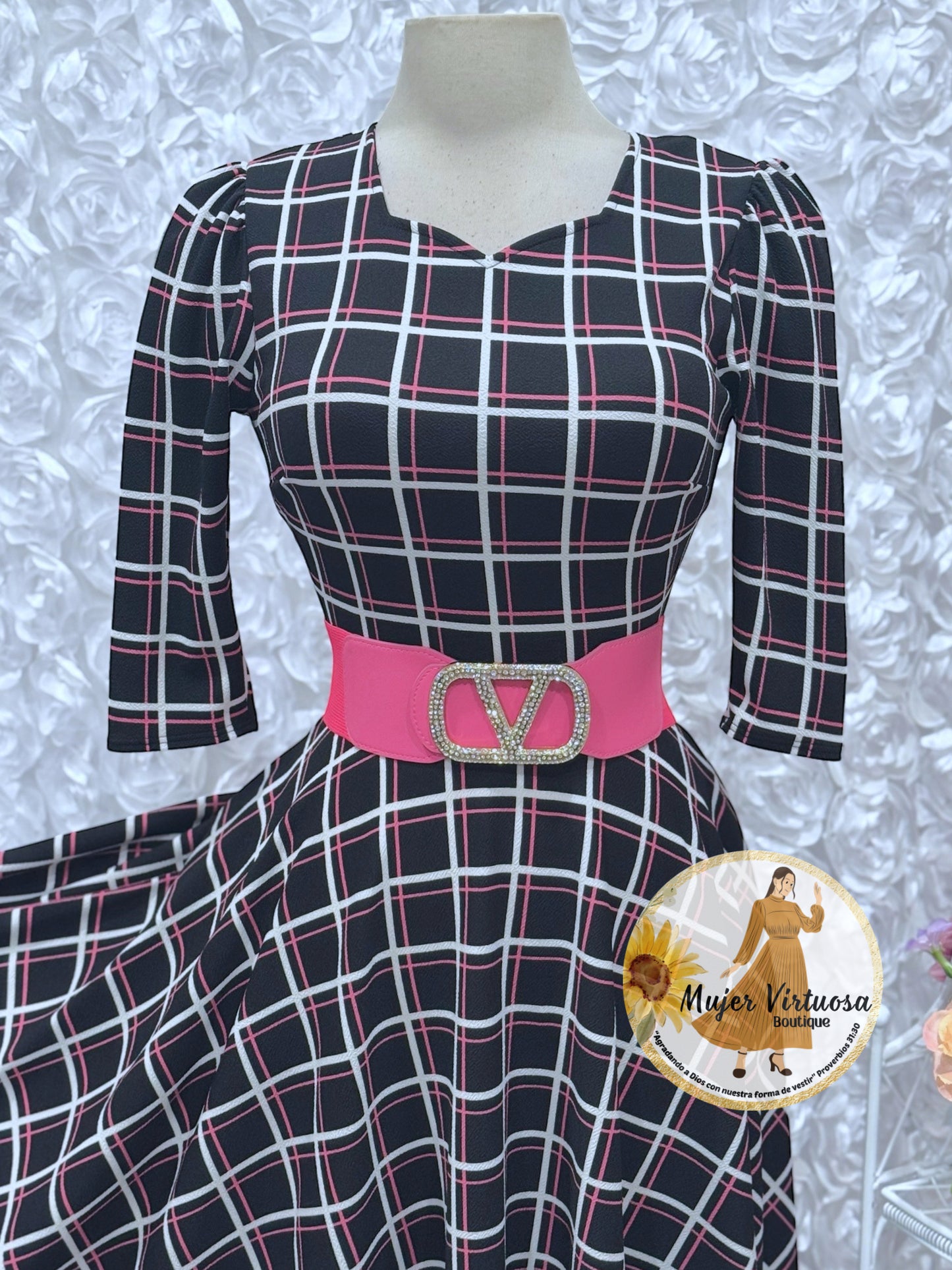 Lucy Black/Pink Plaid Dress