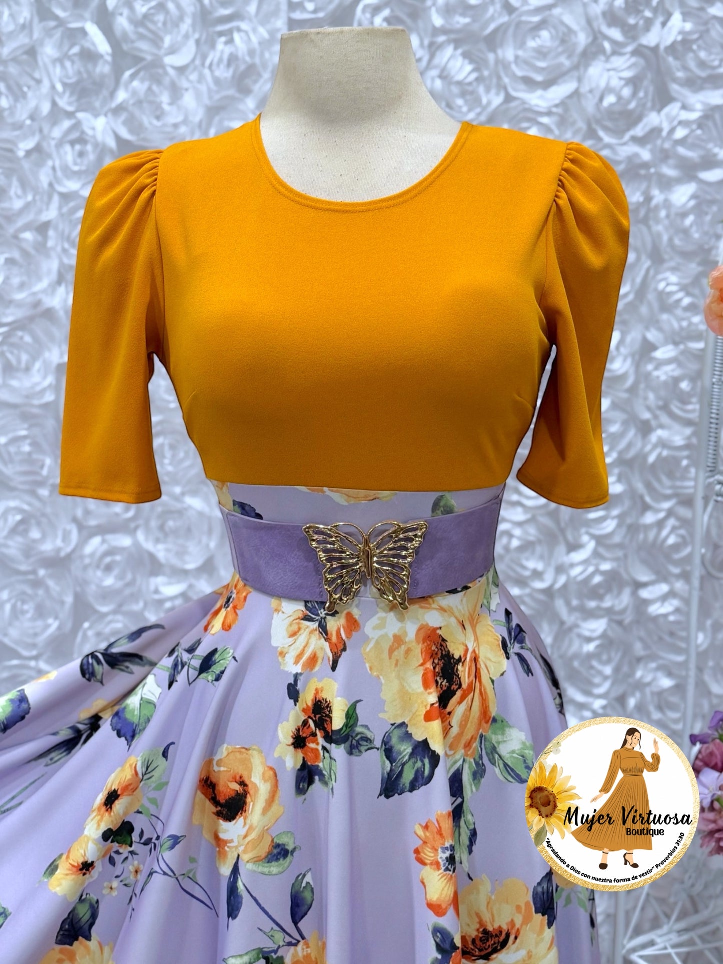 Eliana Mustard/Lilac Floral Dress