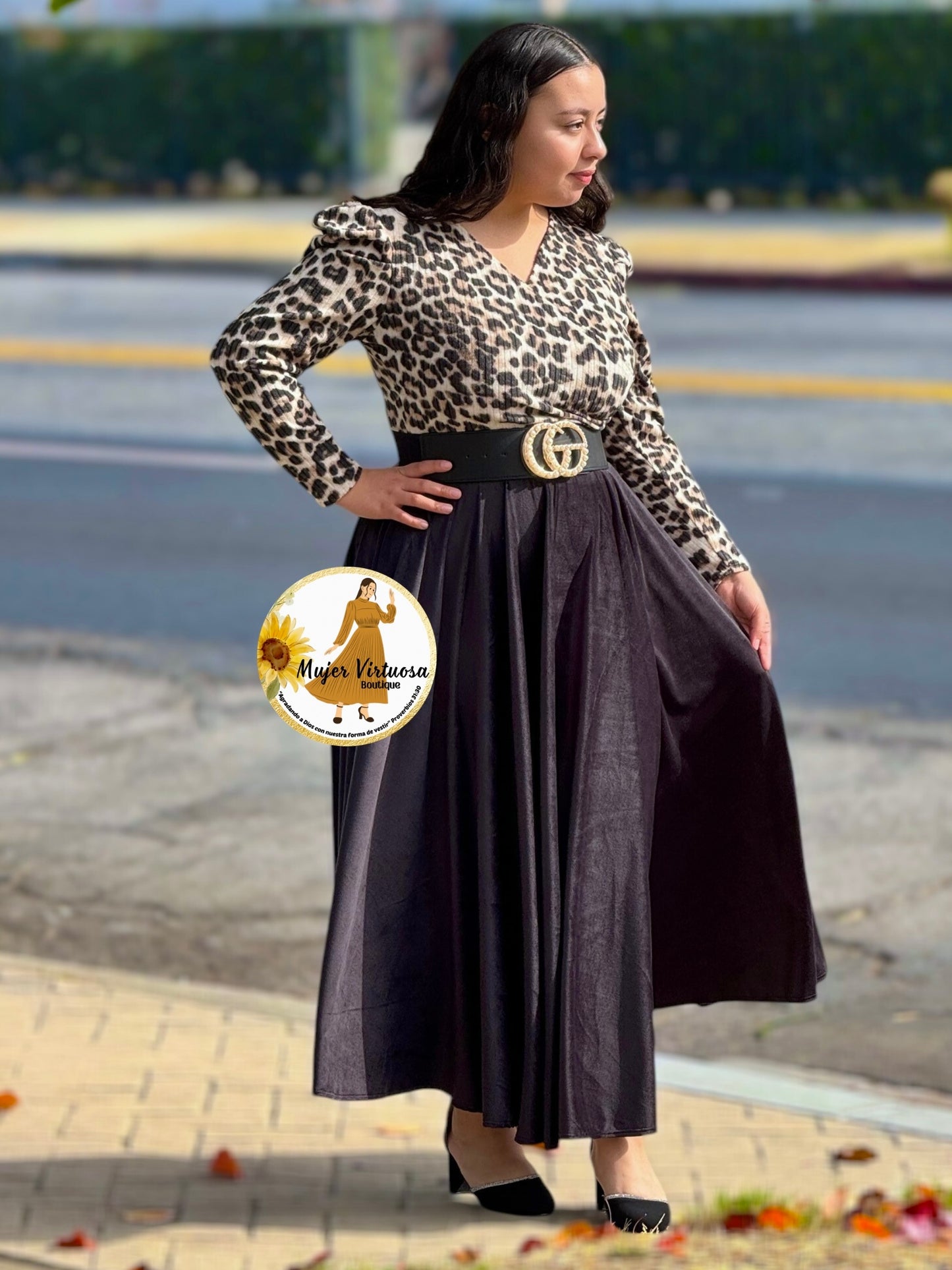 Larissa Animal Print & Black Dress