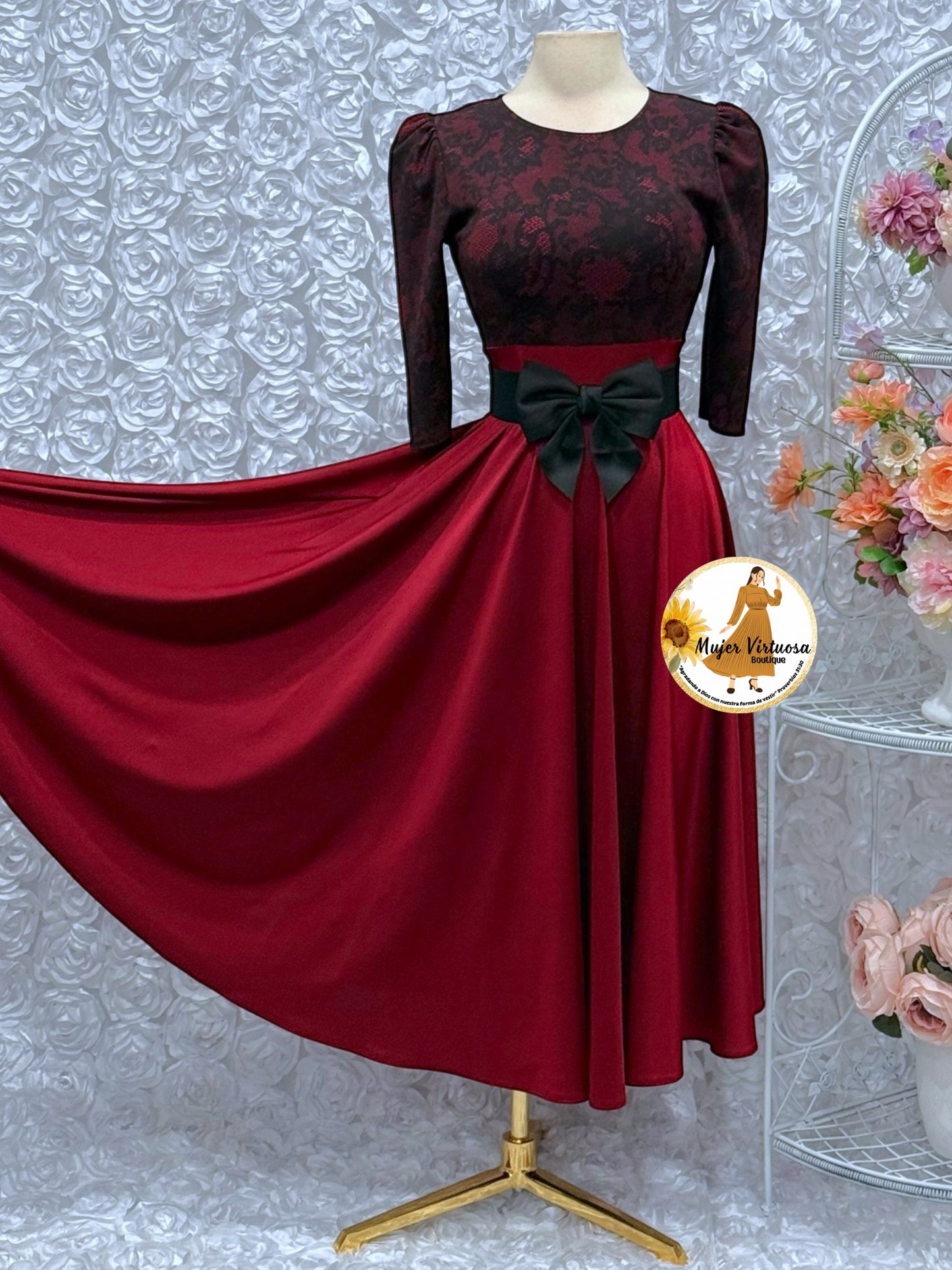 Burgundy & Black Dress