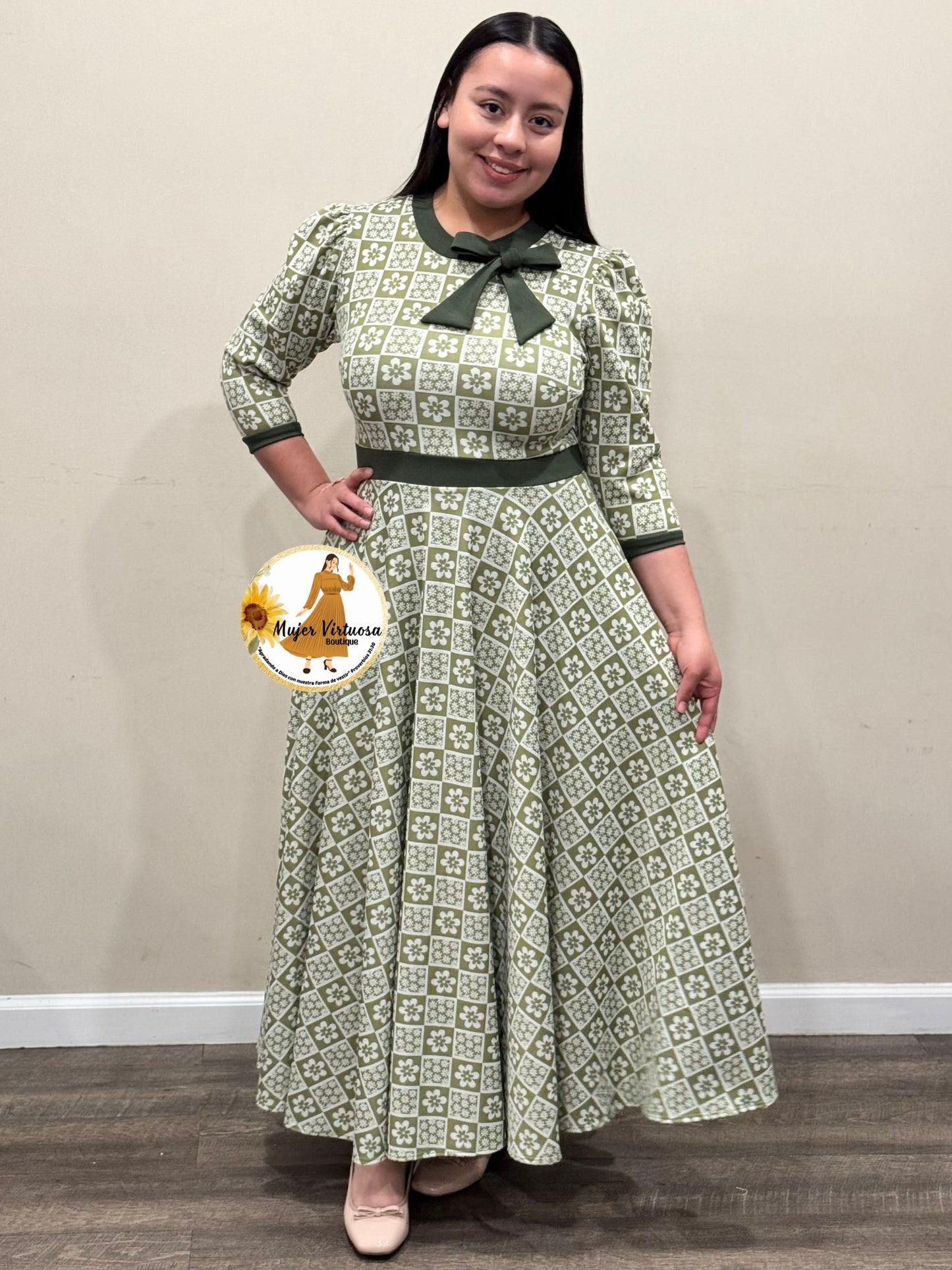Juliette Green & Ivory Floral Dress