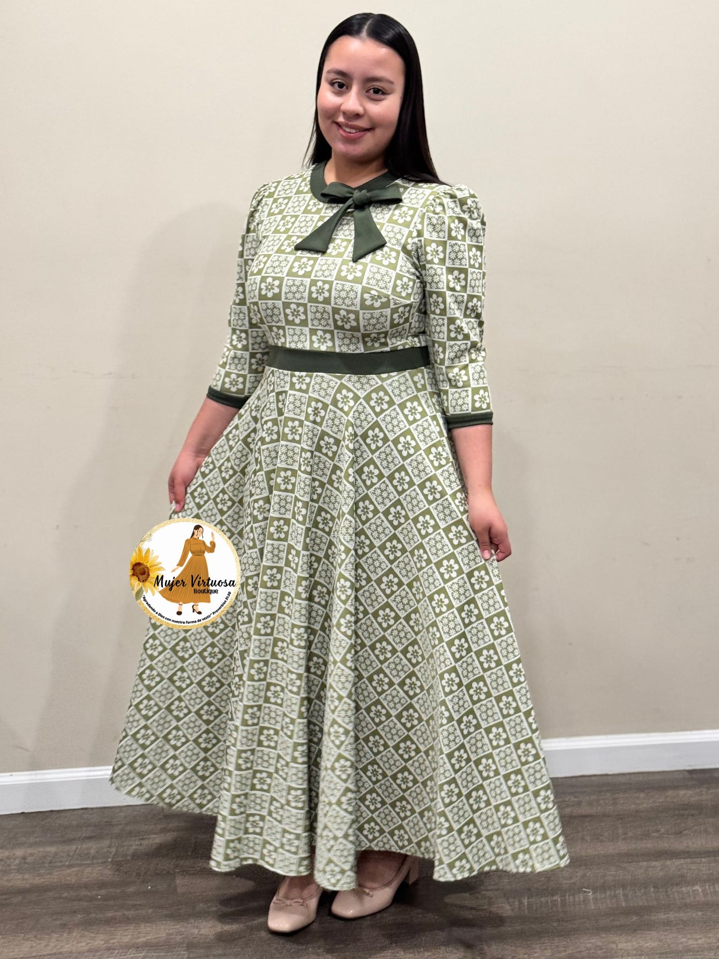 Juliette Green & Ivory Floral Dress