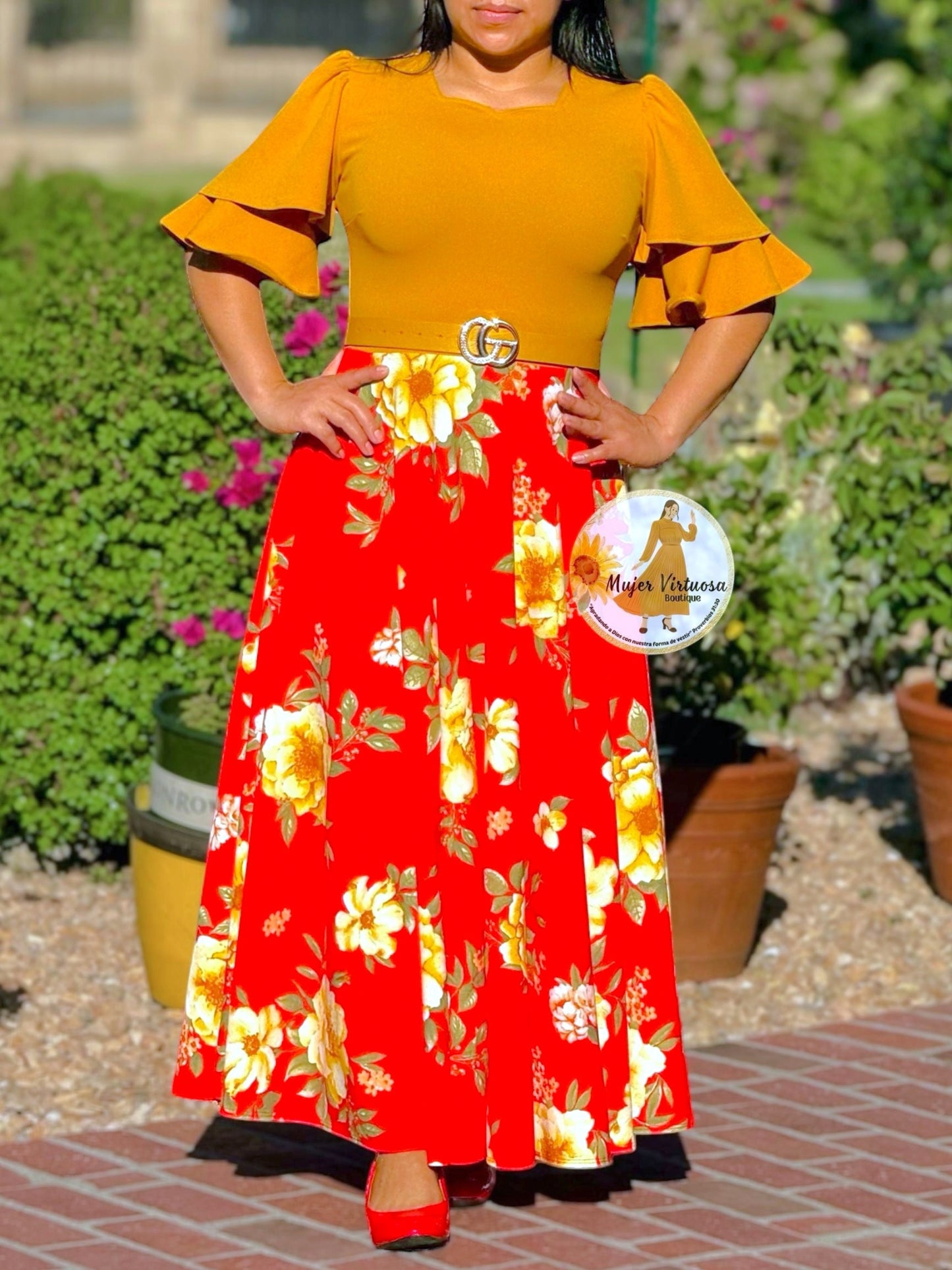 Olivia Mustard/Red Floral Dress