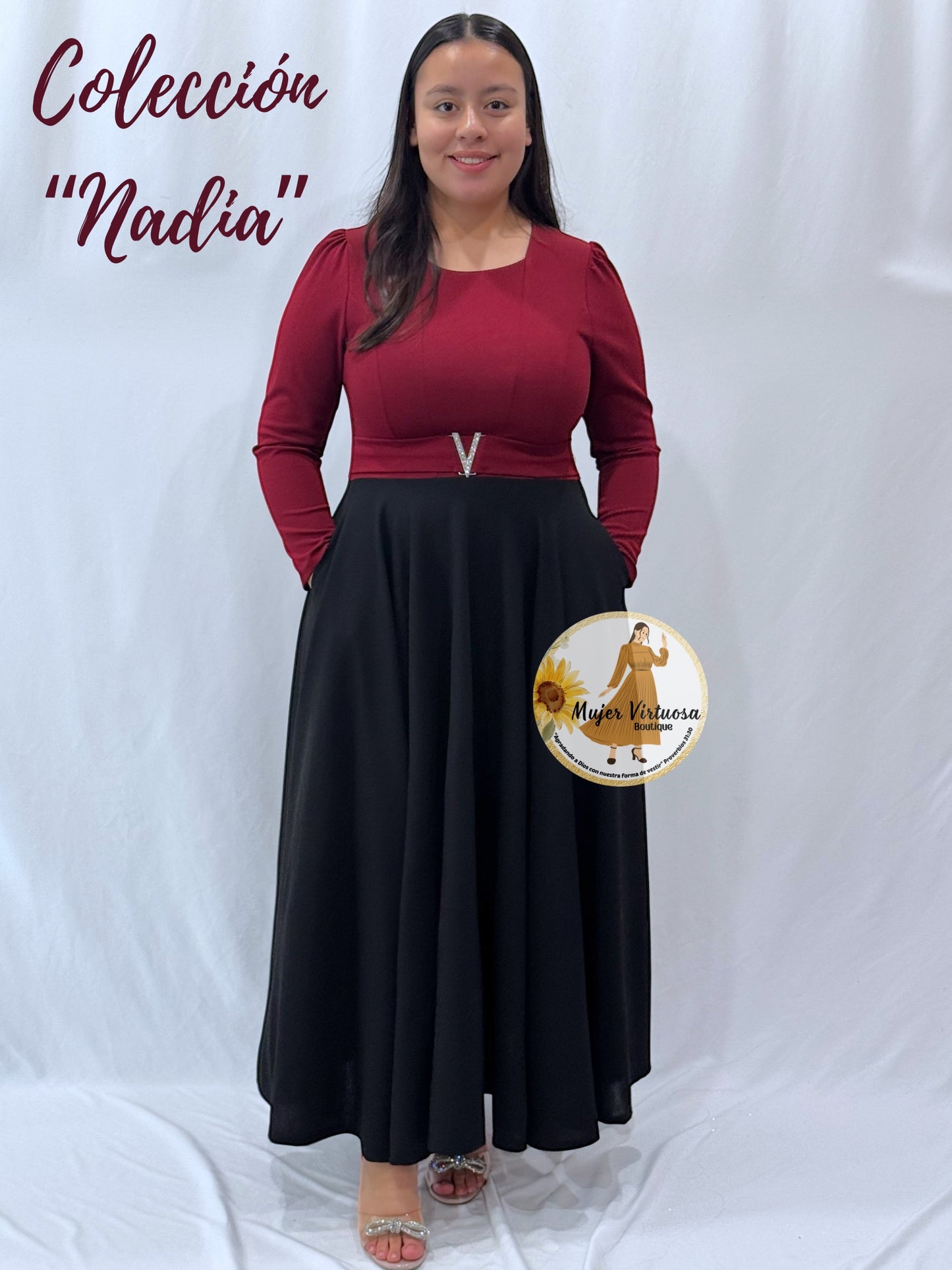 Nadia Burgundy & Black Dress