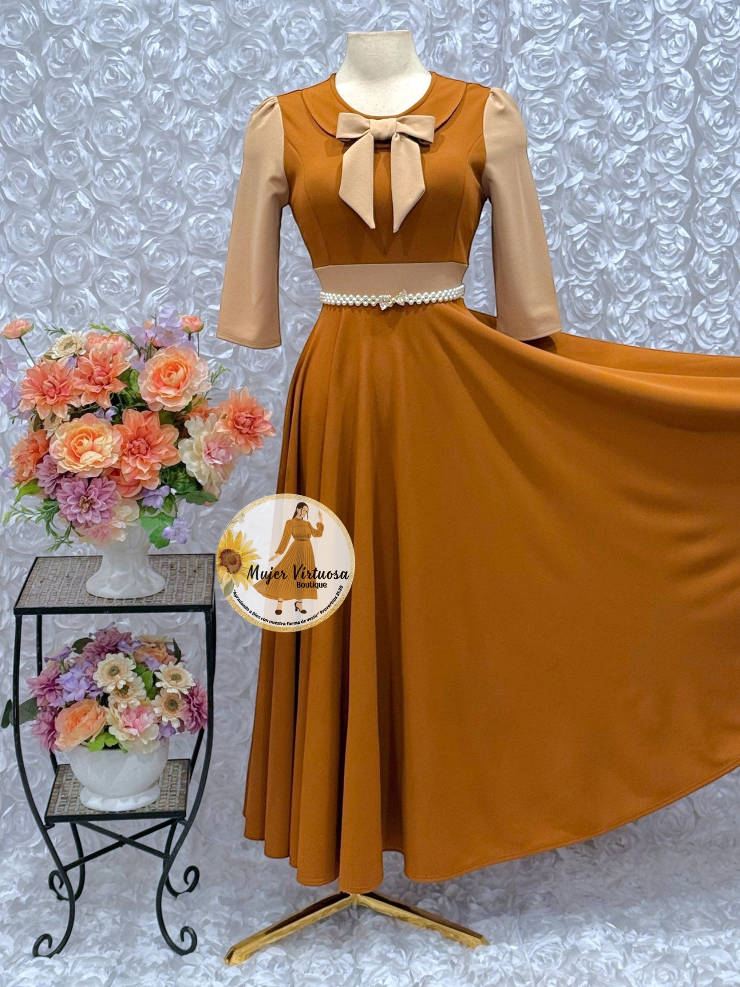Agatha Camel/Mocha Sailor Dress