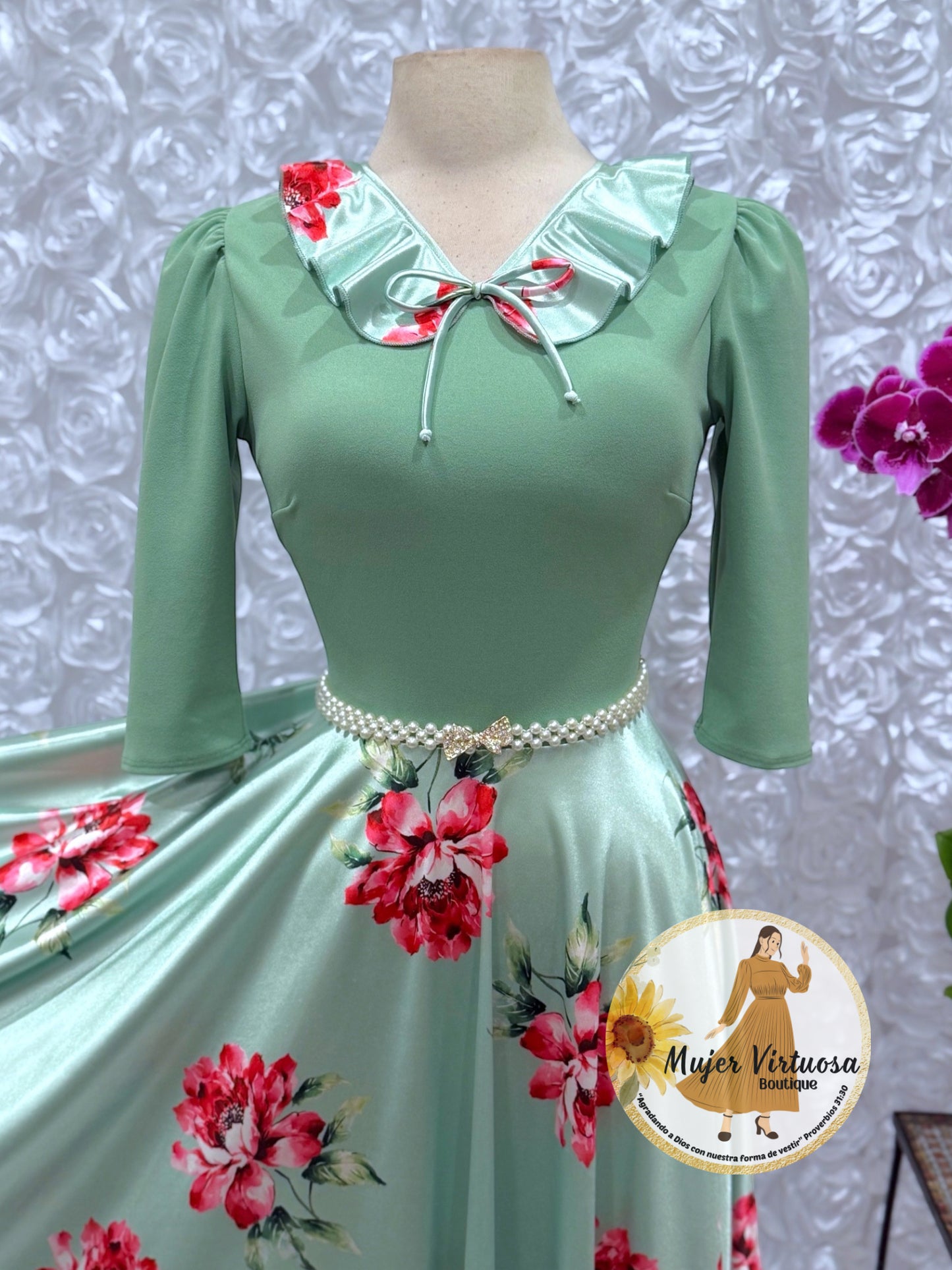 Francesca Sage Satin Dress