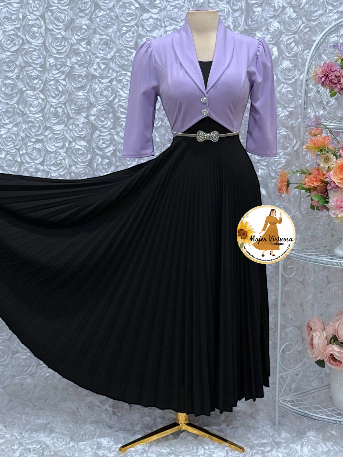 Emely Lilac & Black Dress