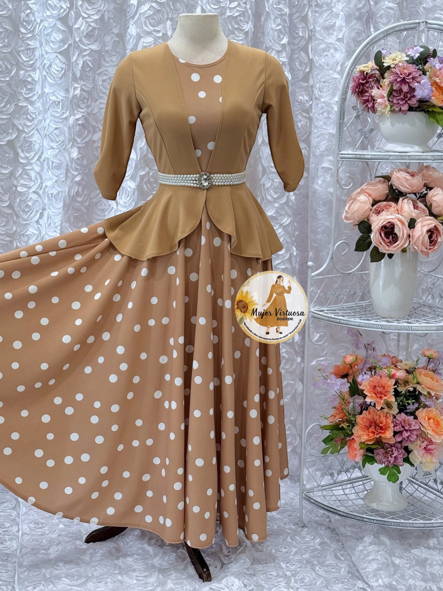 Helena Mocha Polka Dot Blazer Dress