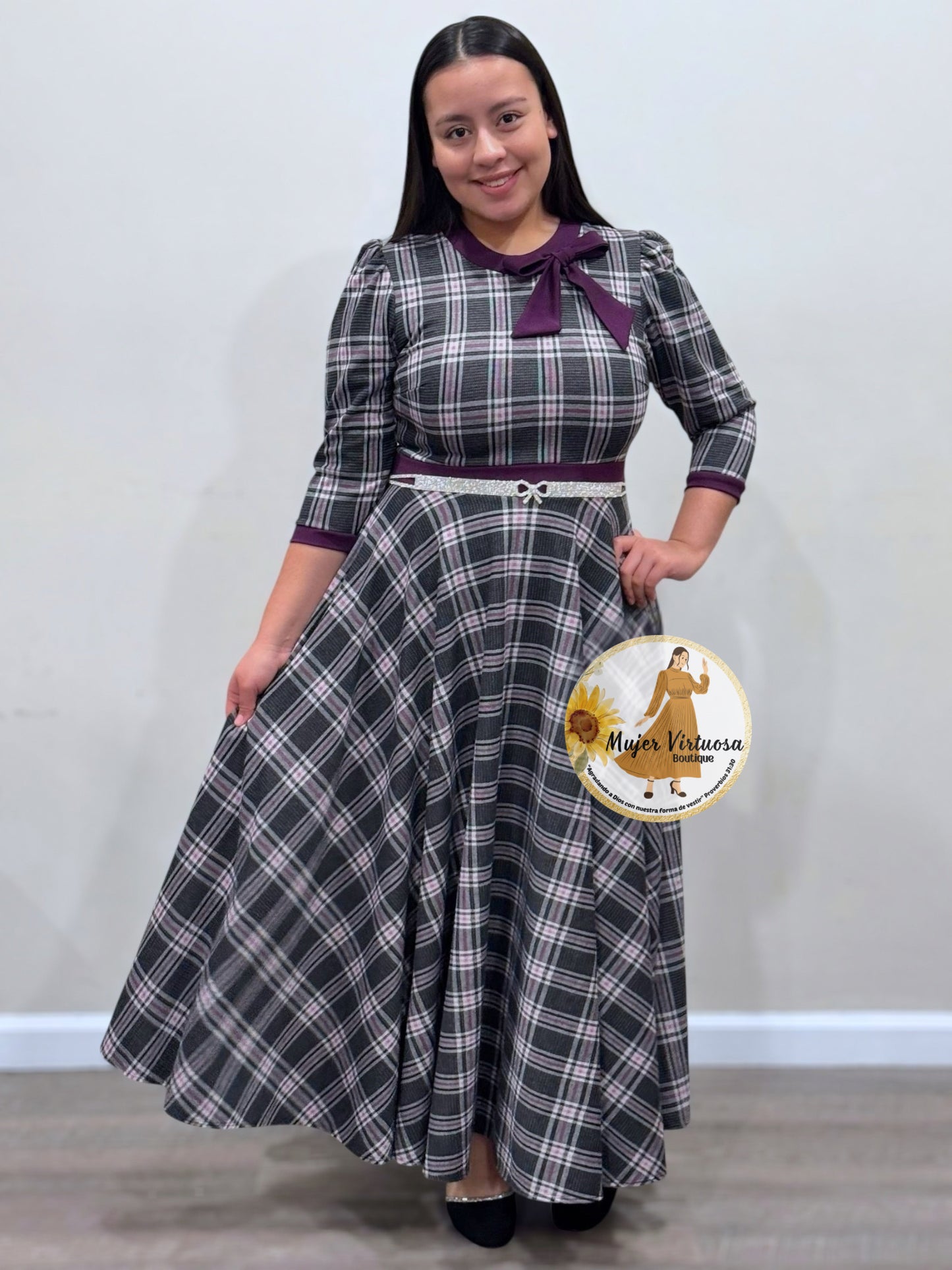 Juliette Uva/Black Plaid Dress