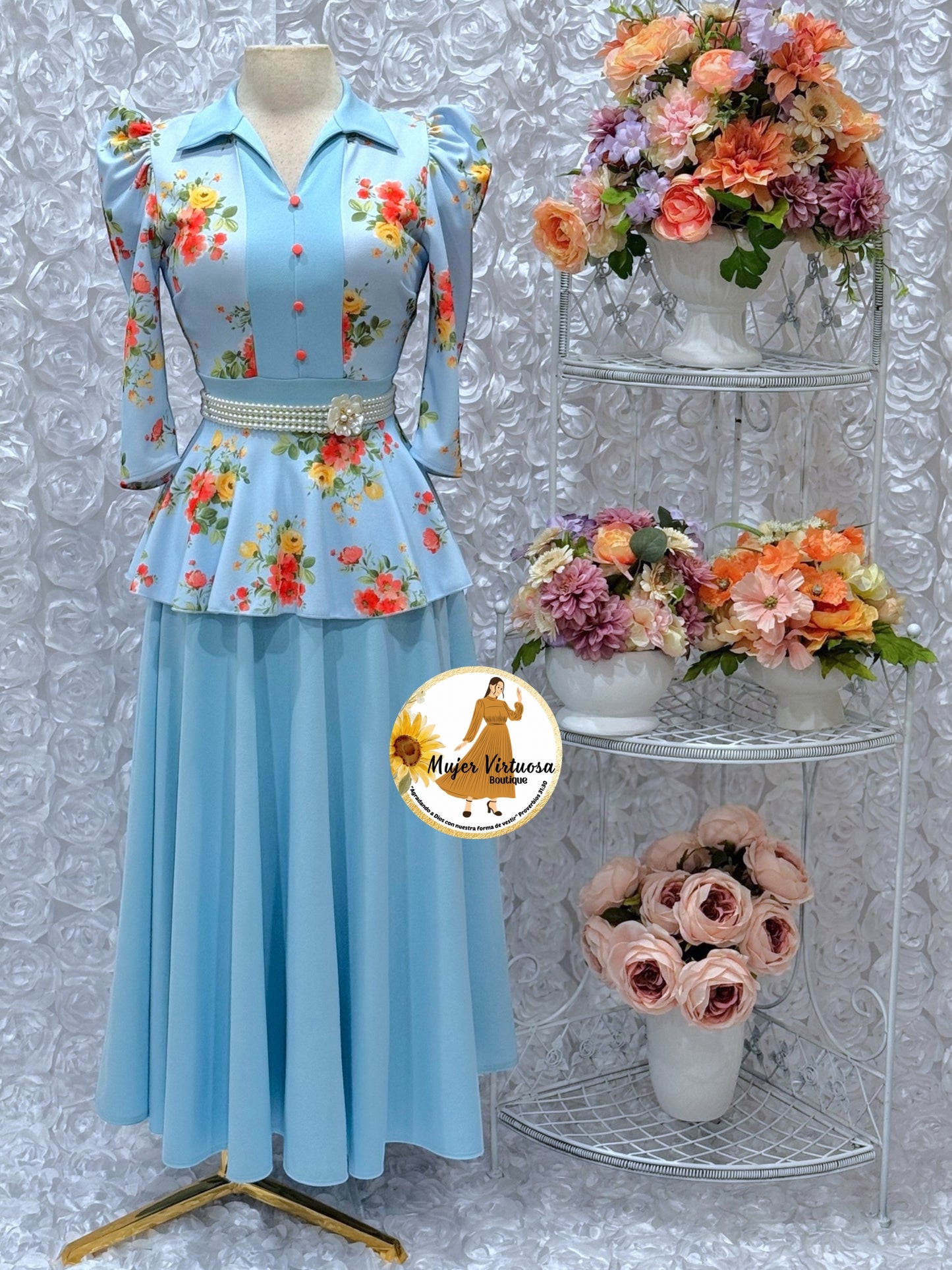 Analy Sky Blue Floral Dress