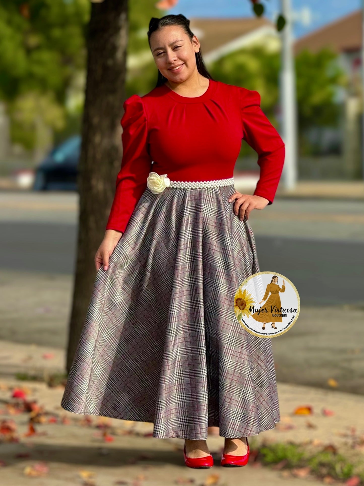 Eloisa Red Plaid Dress