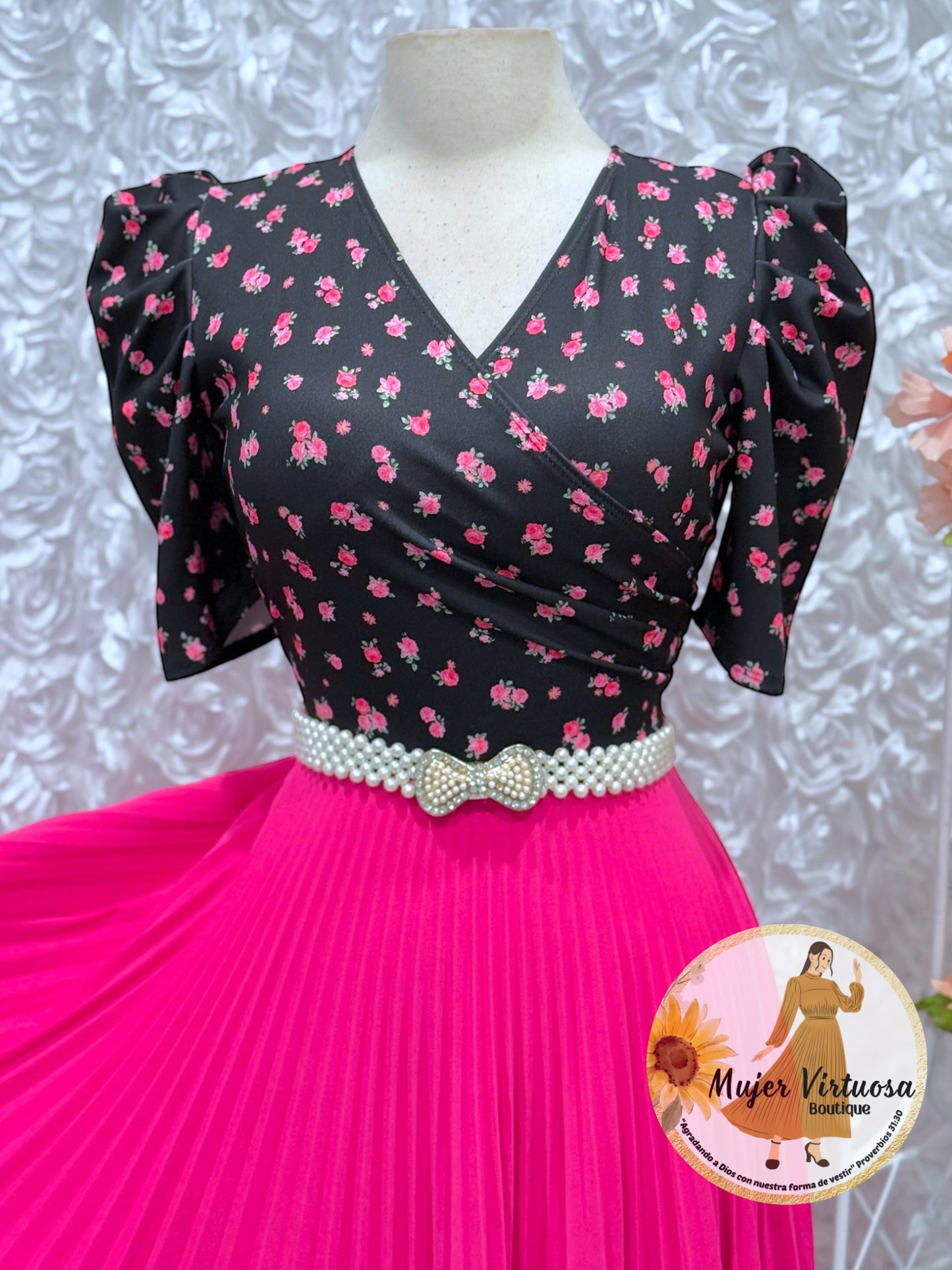 Jessica Black/Fucsia Floral Dress