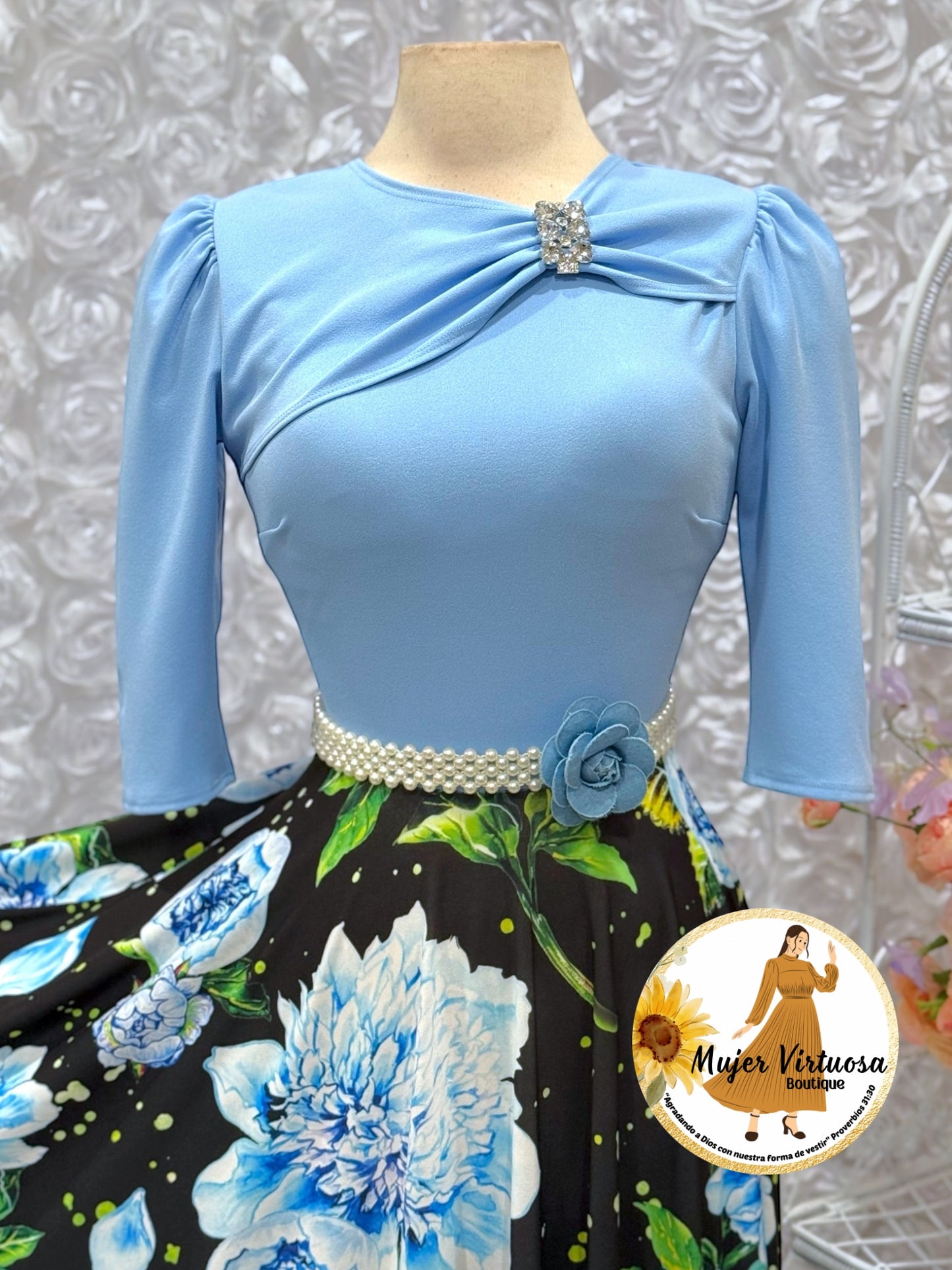 Rosalie Baby Blue Floral Dress