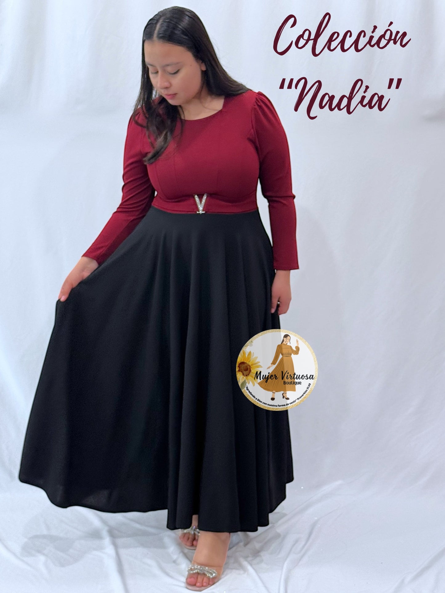 Nadia Burgundy & Black Dress