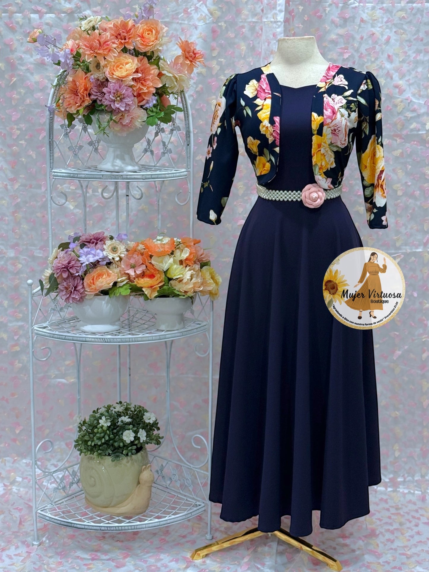 Navy Blazer Floral Dress