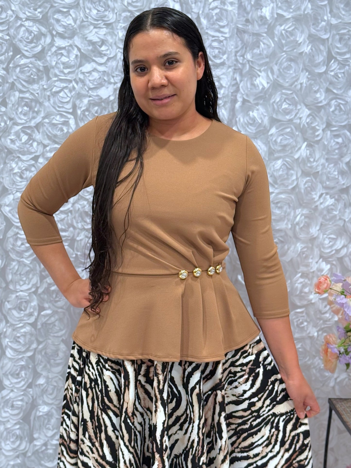 Betty Caramel/Animal Print Dress