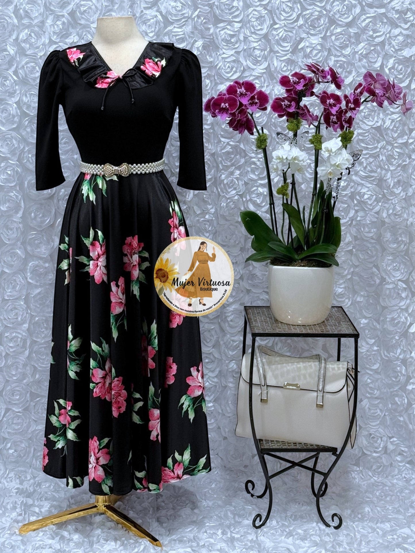 Francesca Black Satin Dress