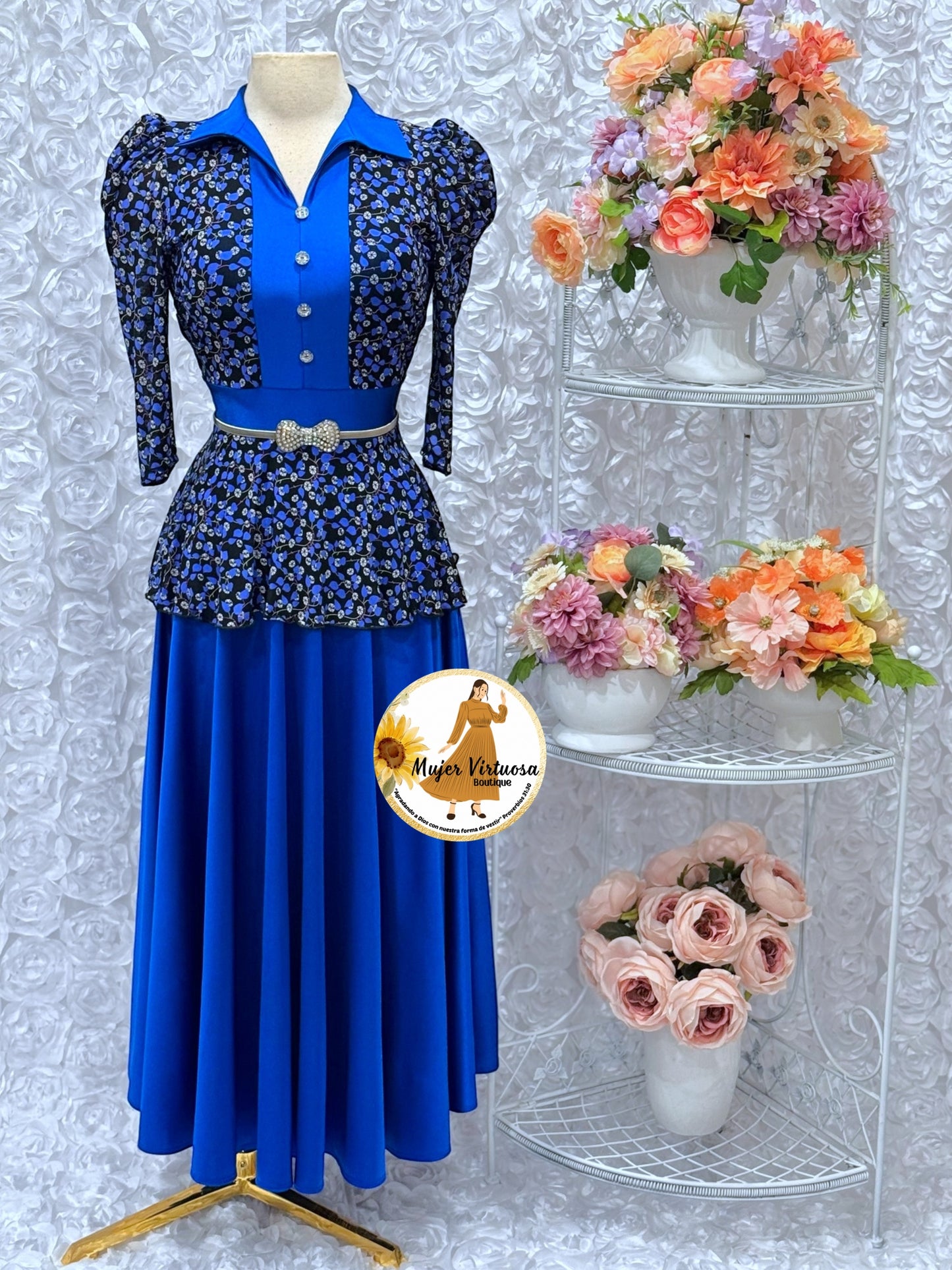 Analy Royal Blue Floral Dress