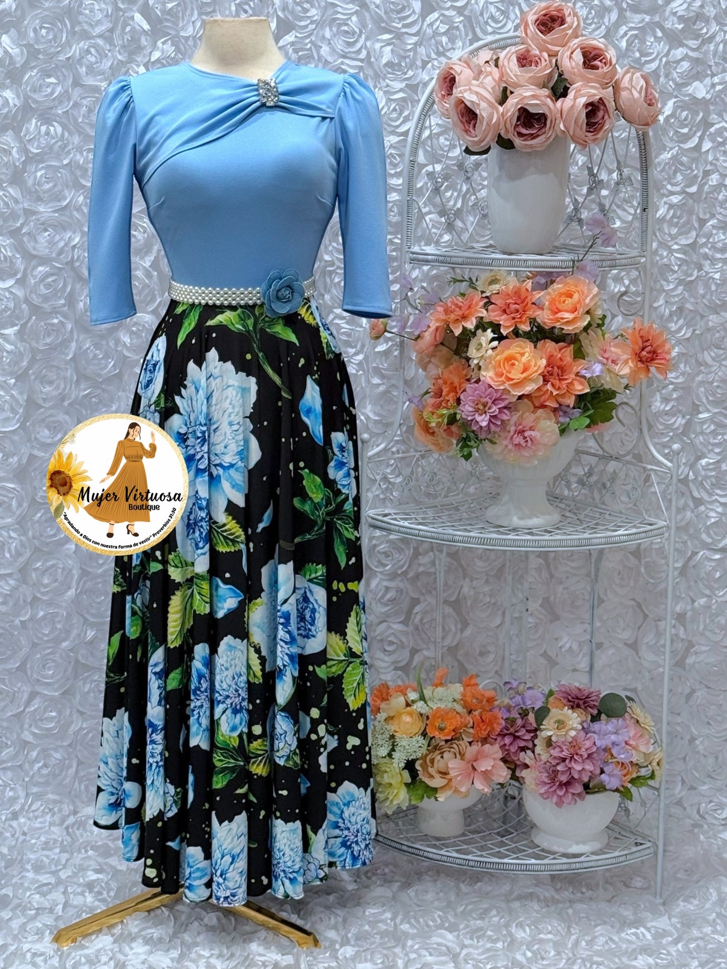 Rosalie Baby Blue Floral Dress