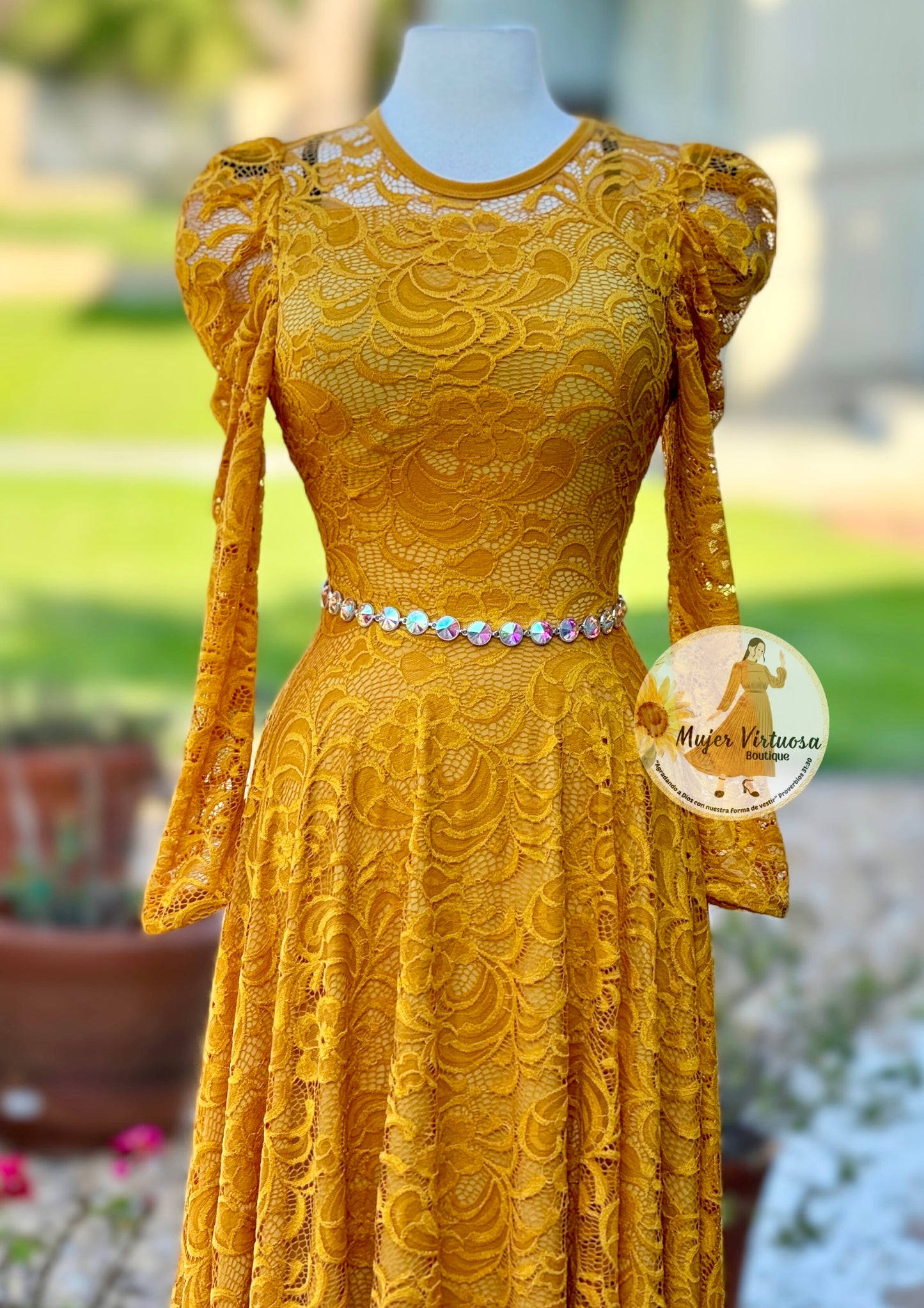 Ophelia Mustard Lace Dress