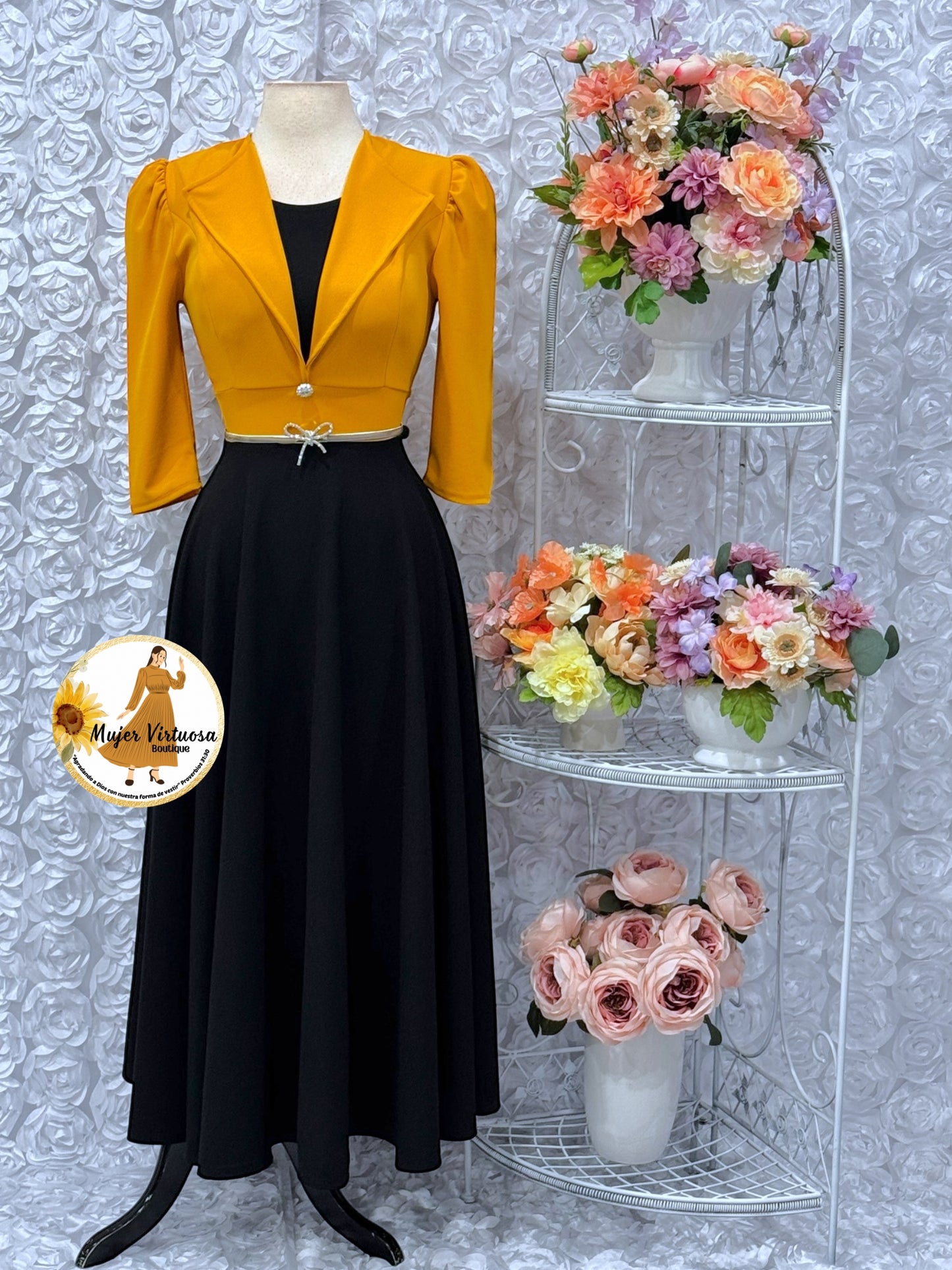 Astrid Mustard & Black Blazer Dress