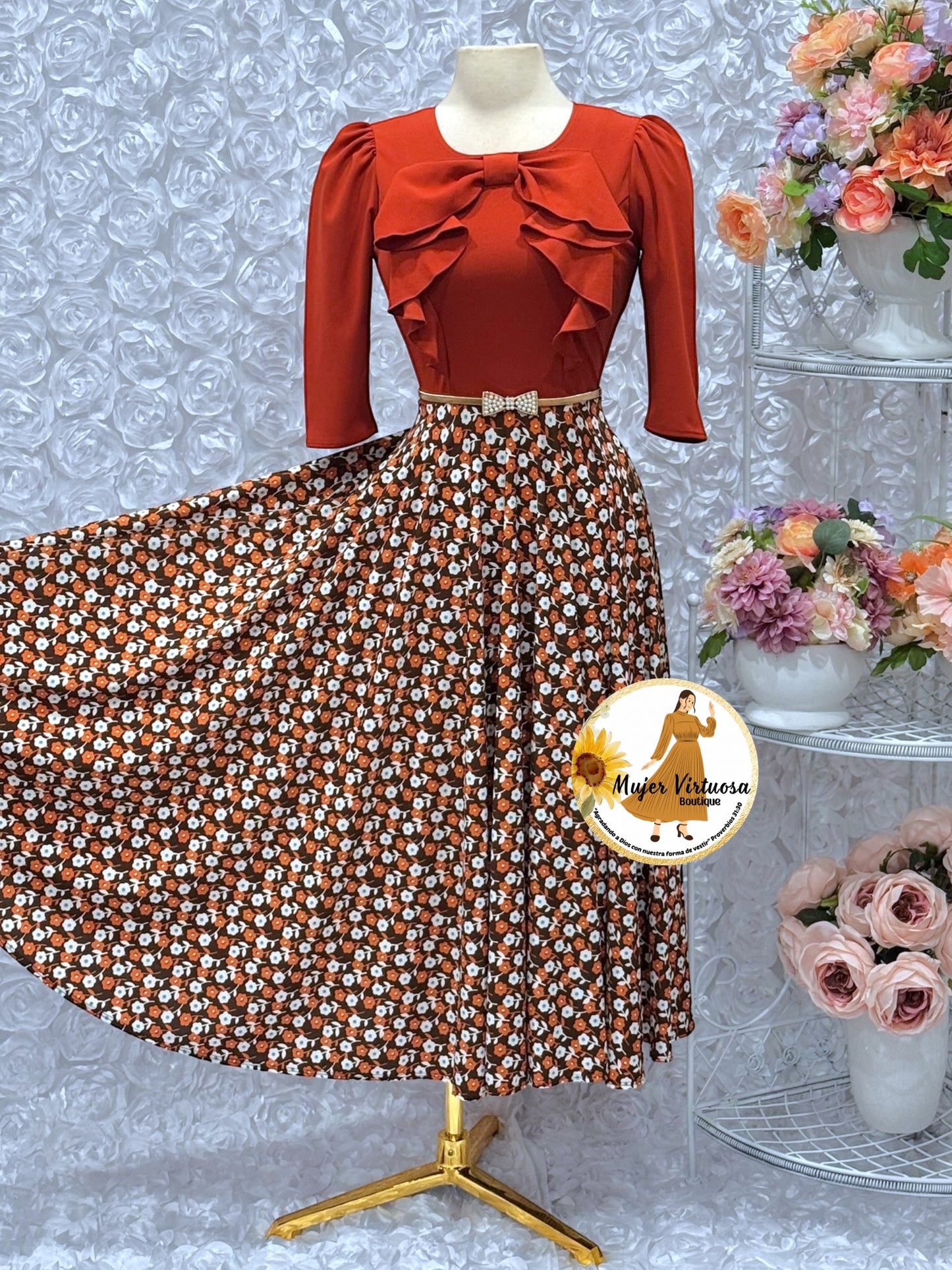 Alexa Rust Coquette Dress