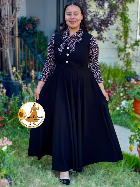 Sara Black Vest Overall