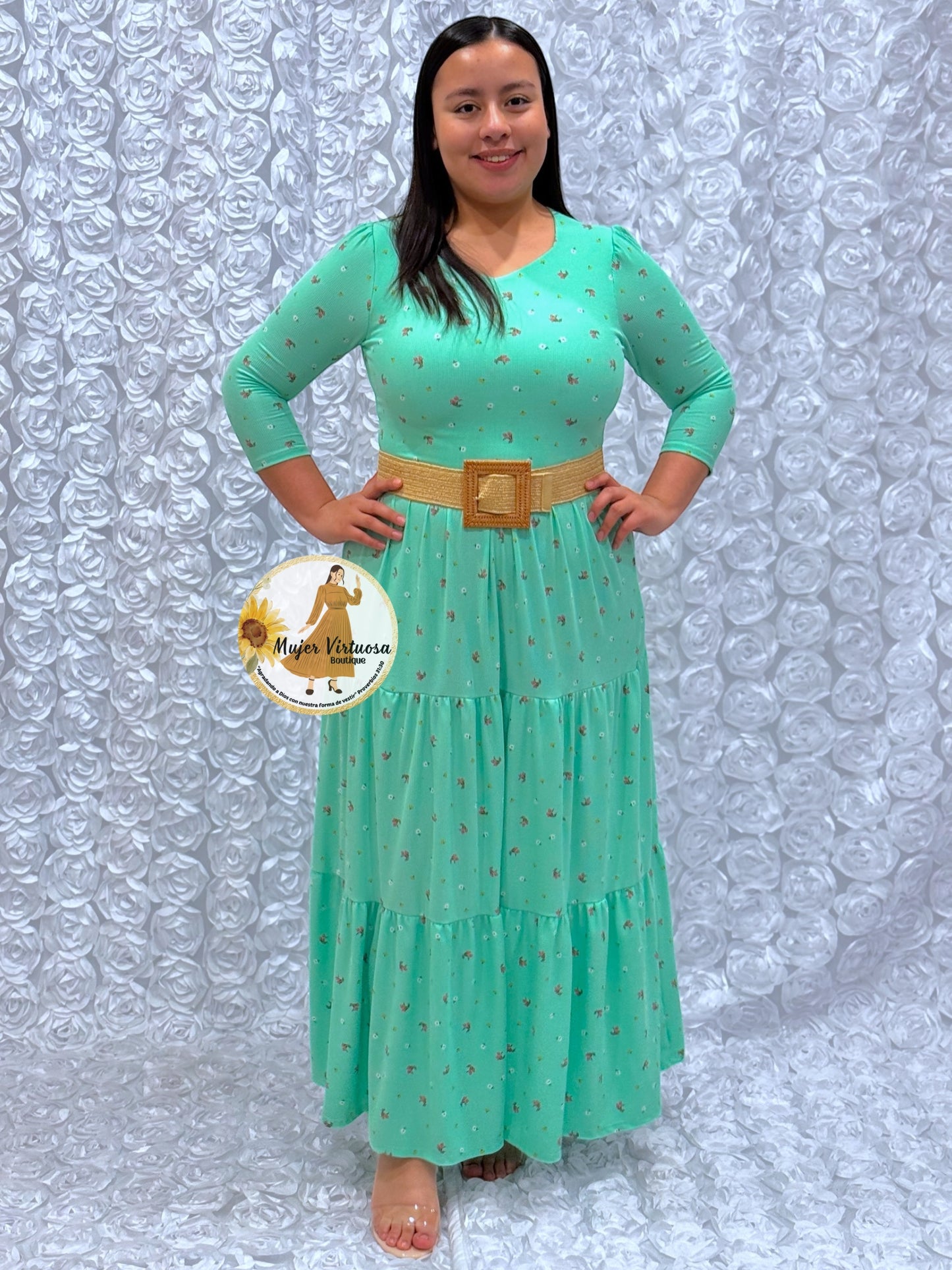 Mint Ditsy Floral Maxi Dress