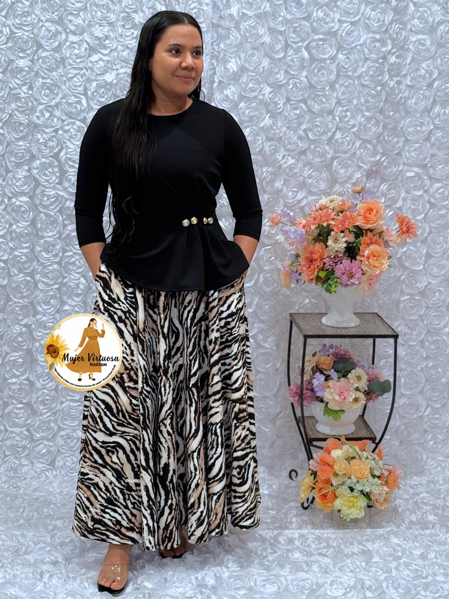 Betty Black/Animal Print Dress