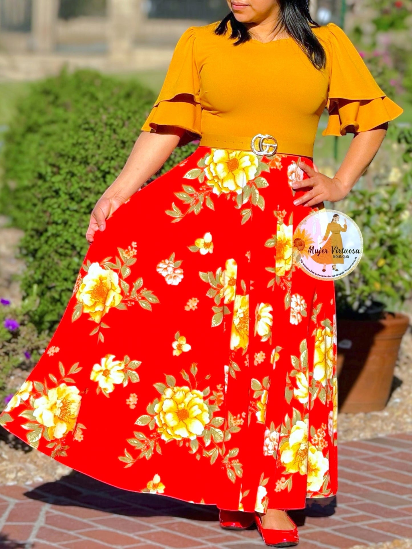 Olivia Mustard/Red Floral Dress