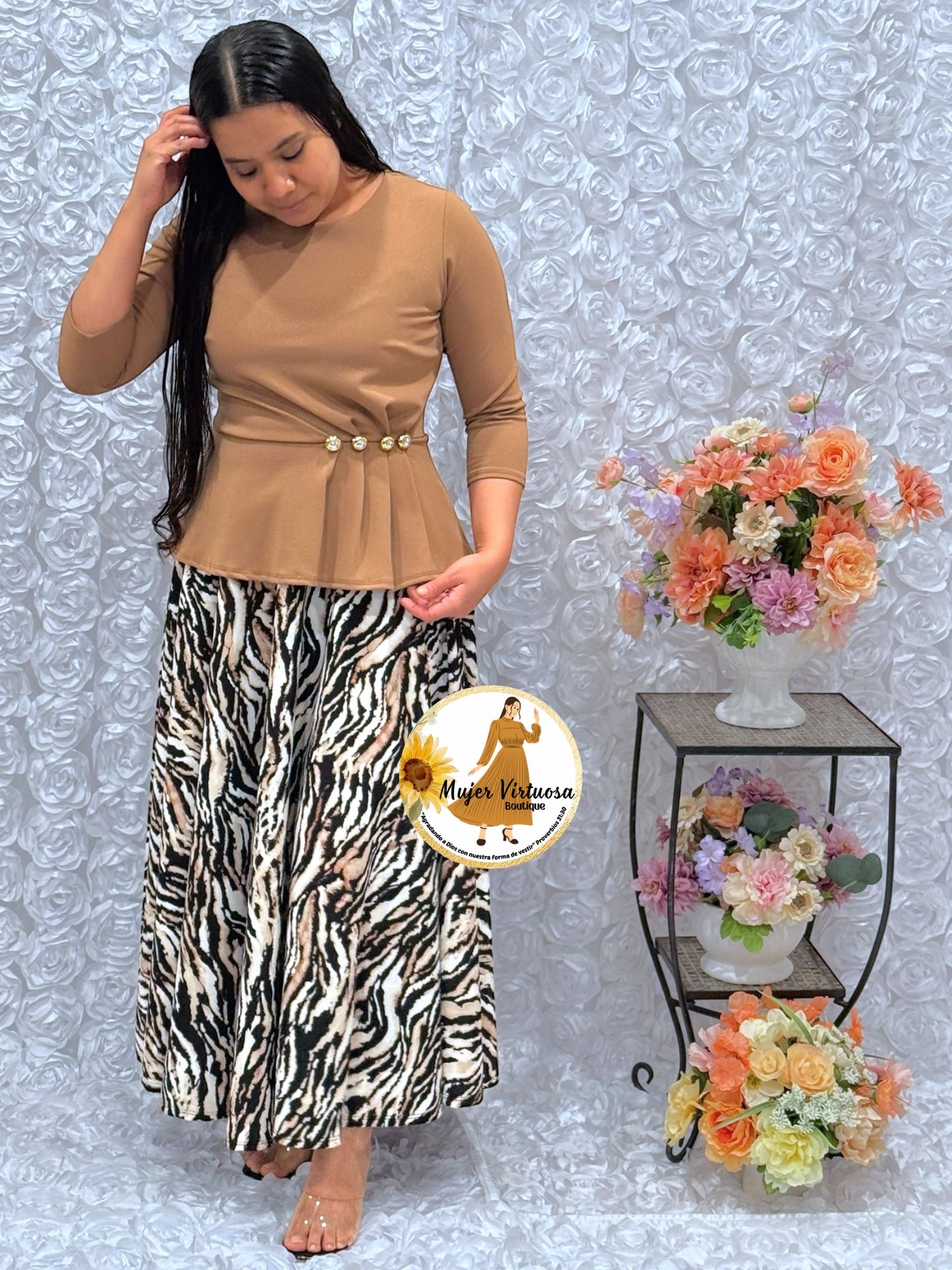 Betty Caramel/Animal Print Dress