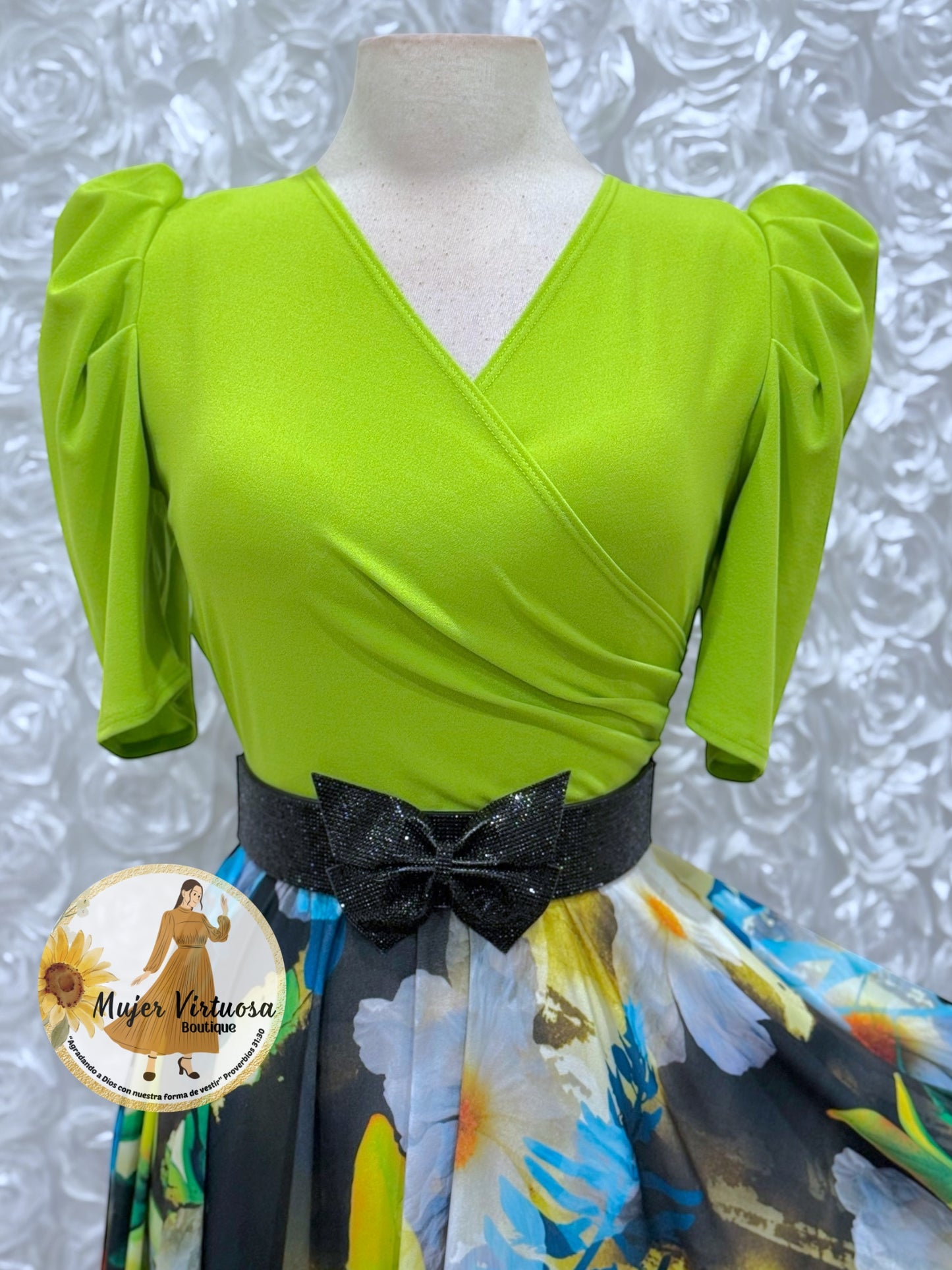 Suri Lime Green Floral Dress