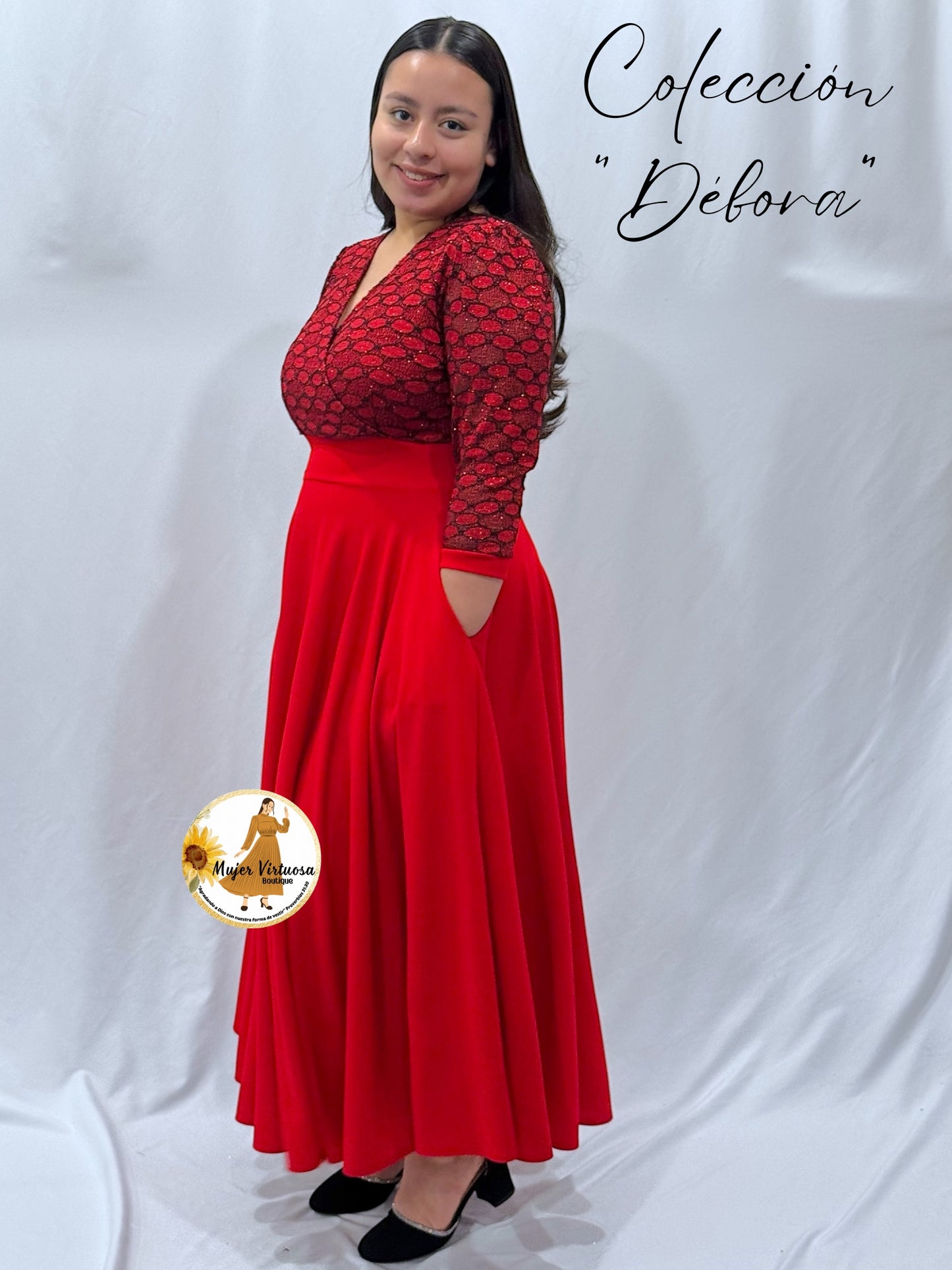 Débora Red Crepe Dress