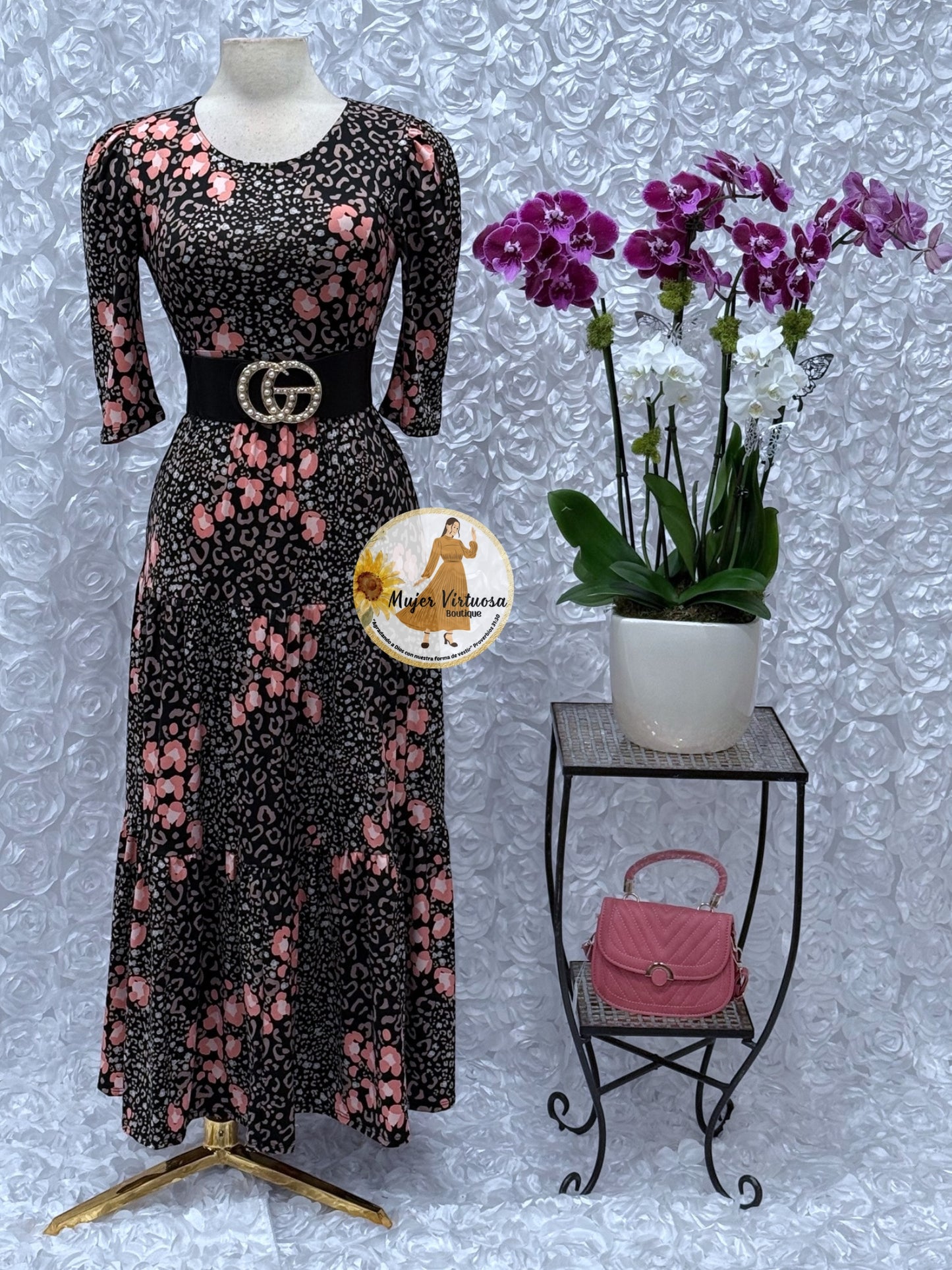 “Sunny days” Black Animal Print Dress