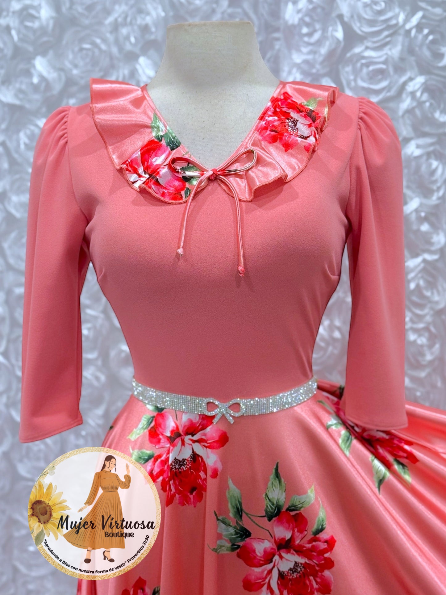Francesca Salmon Floral Dress