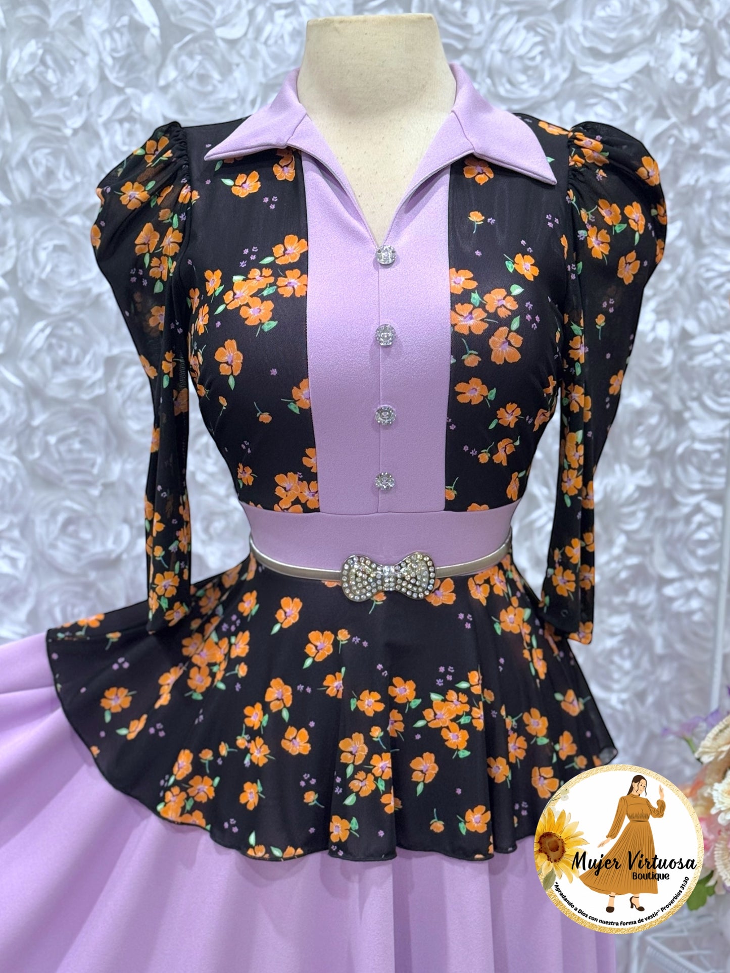Analy Lilac & Black Floral Dress