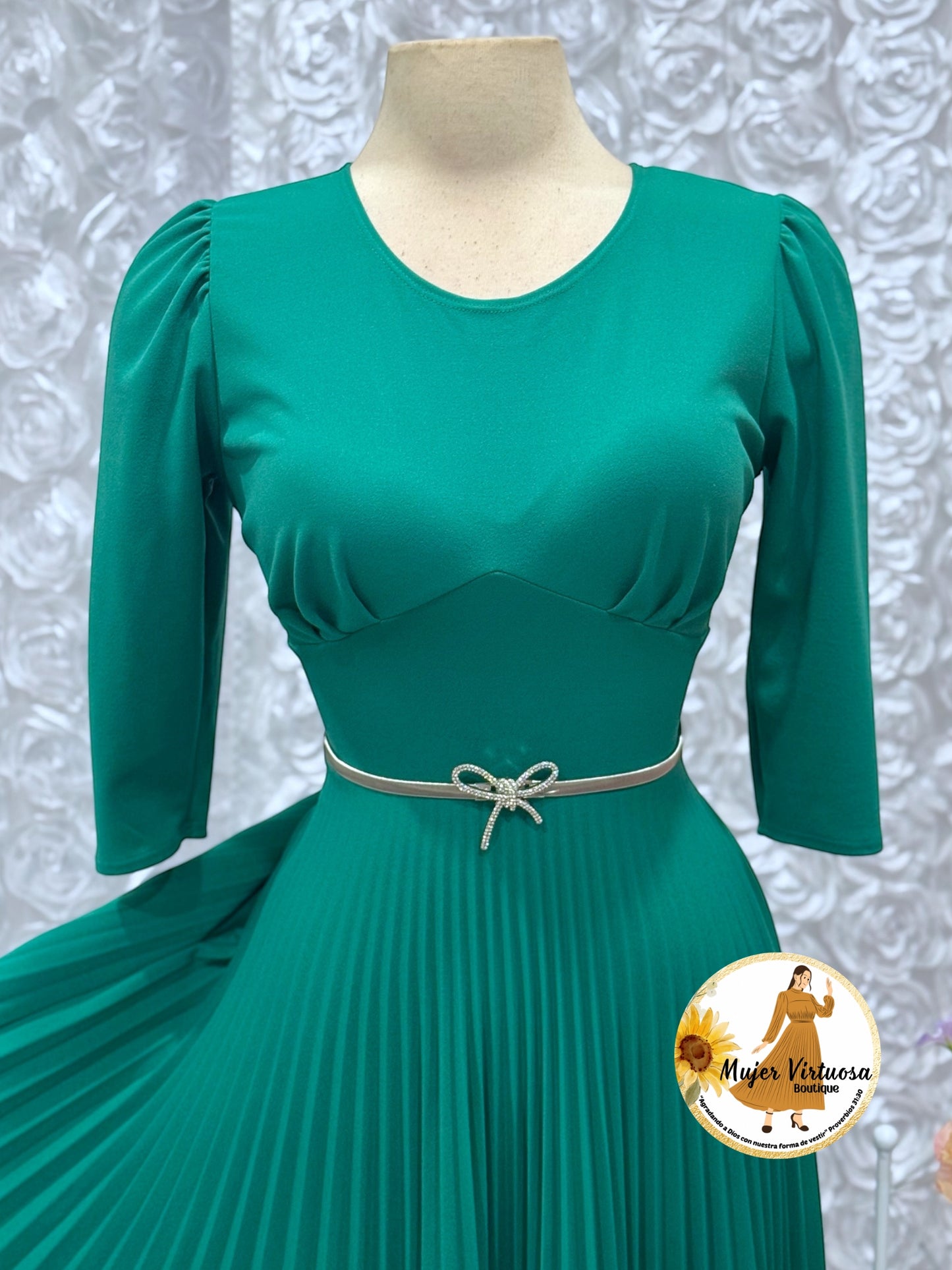 Cristel Green Midi Pleated Dress