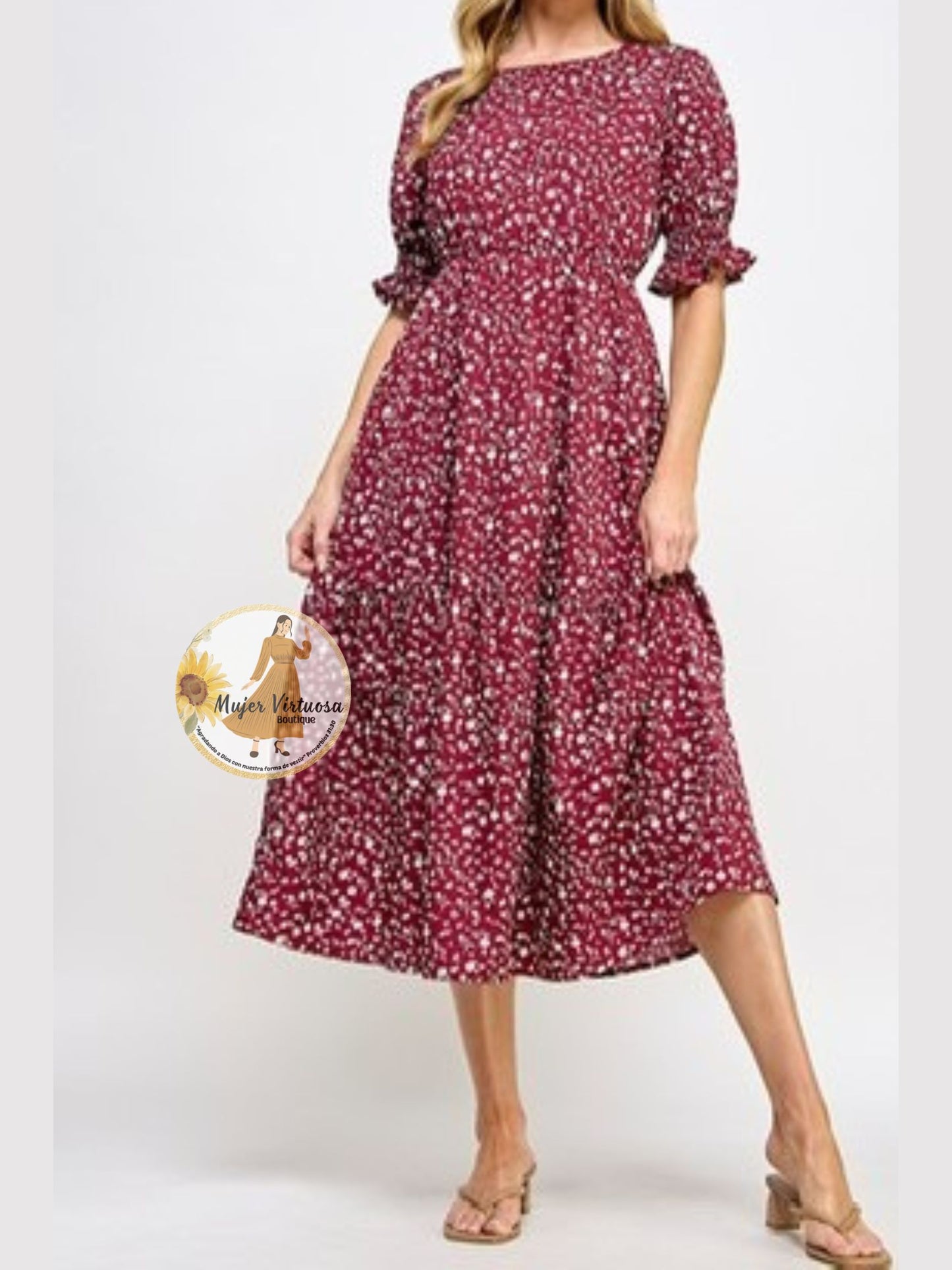 Burgundy Floral Dress