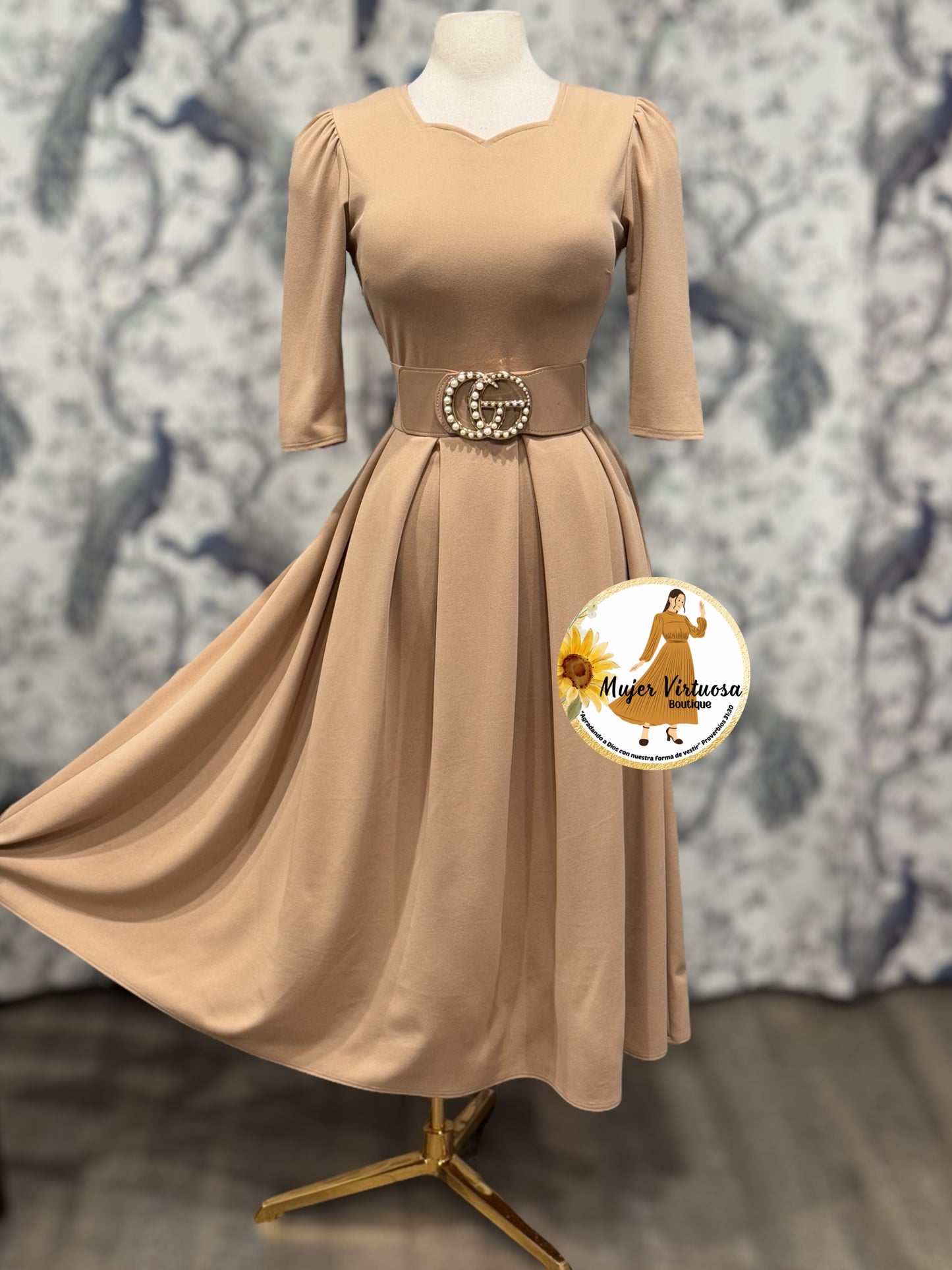 Jasmine Khaki Dress con Paletones