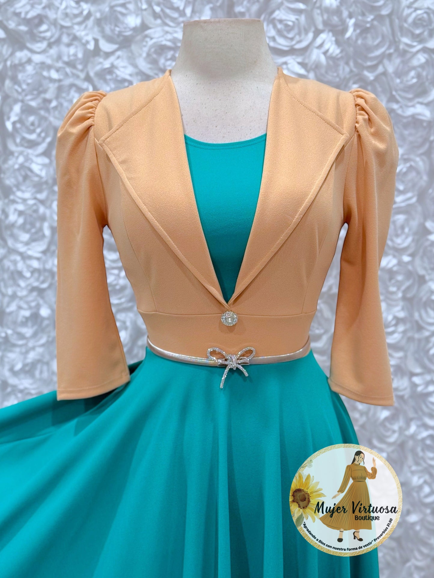 Astrid Beige/Turquesa Blazer Dress