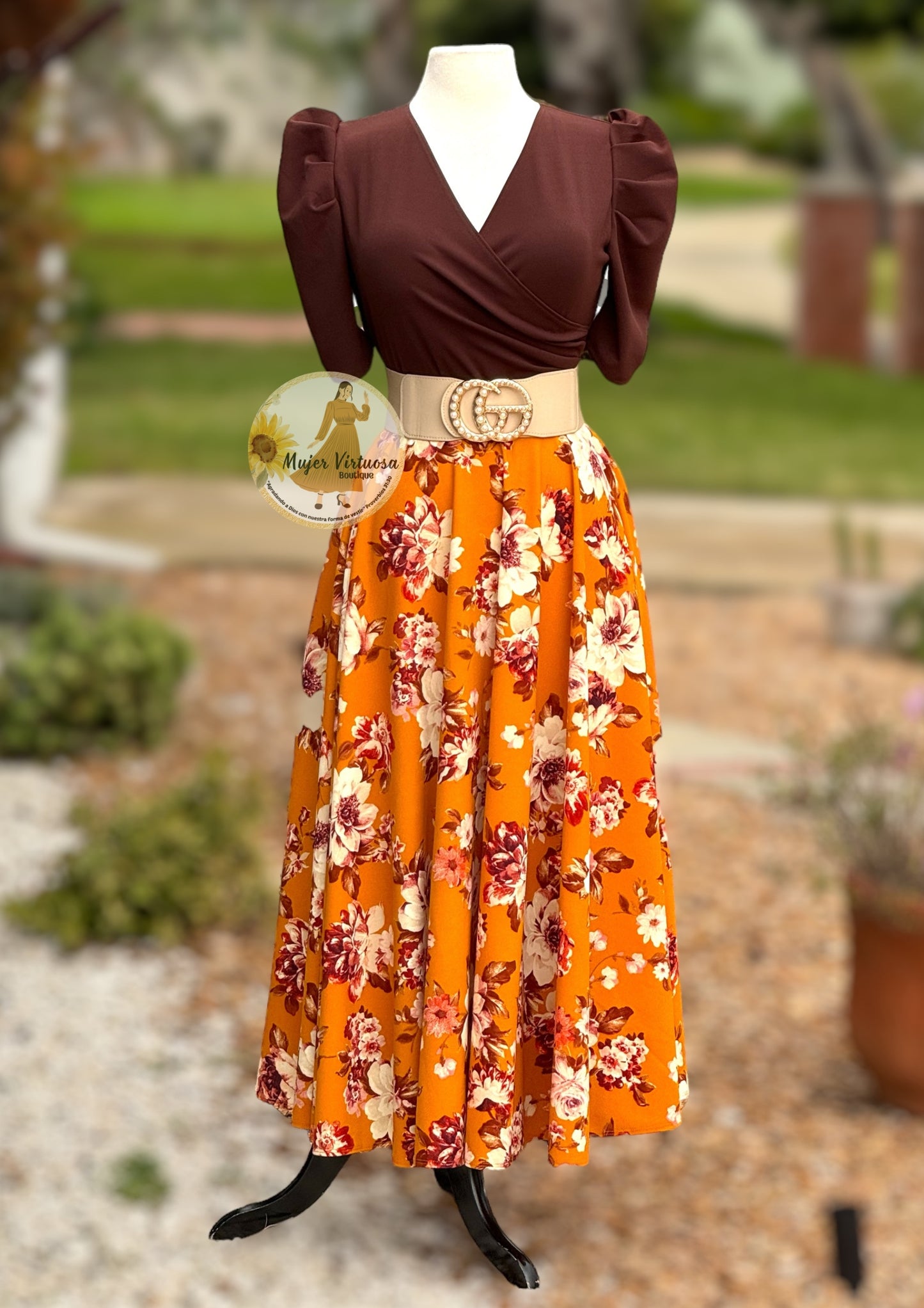 Susan Brown & Mustard Floral Dress