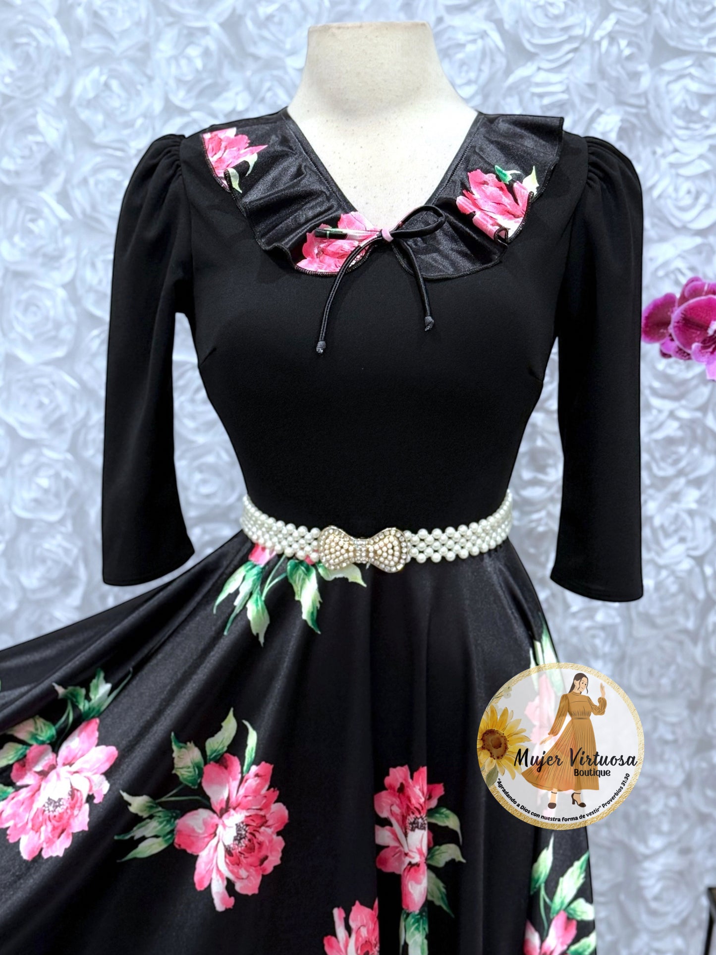 Francesca Black Satin Dress