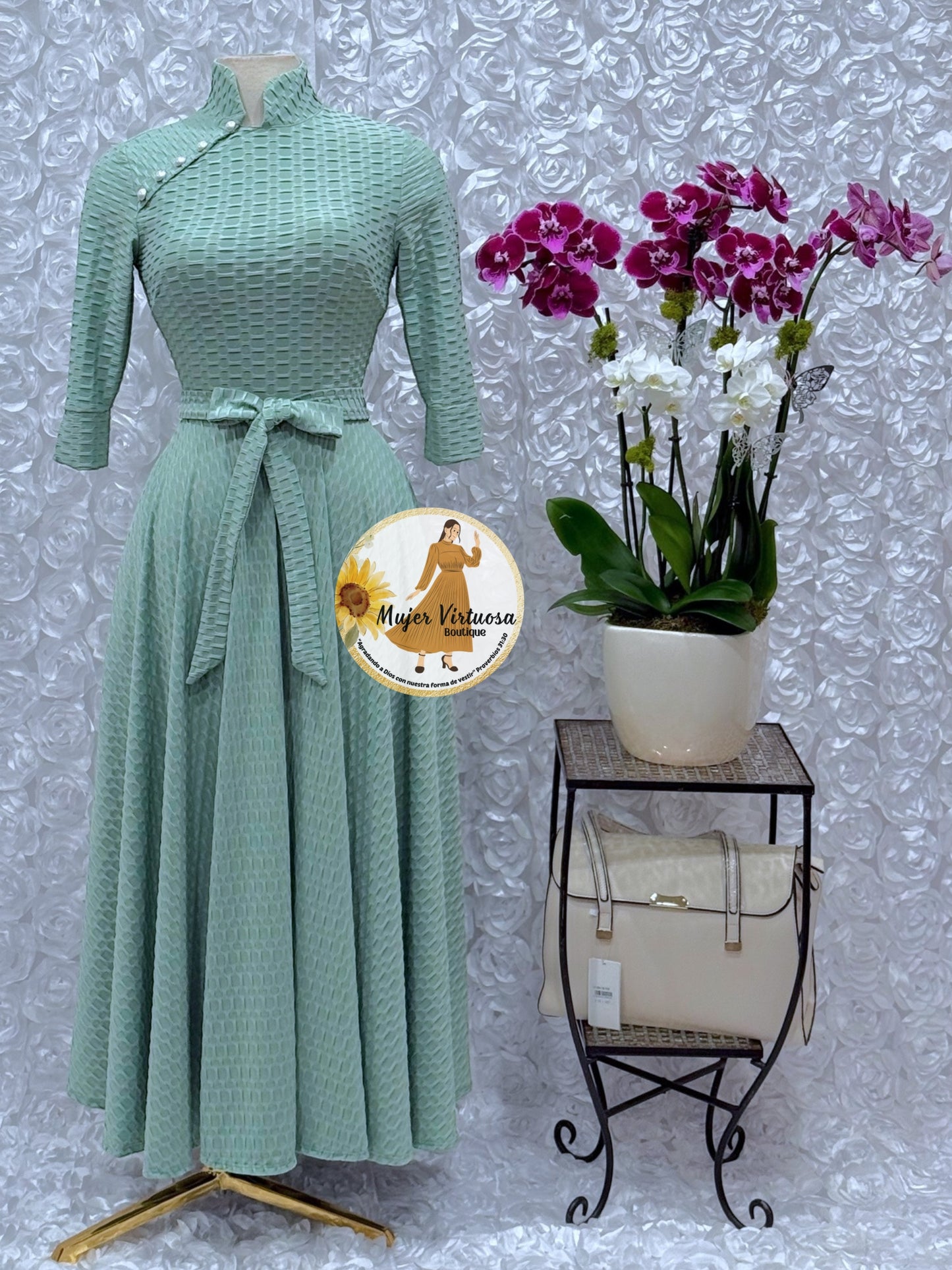 Sage Chinese Style Dress