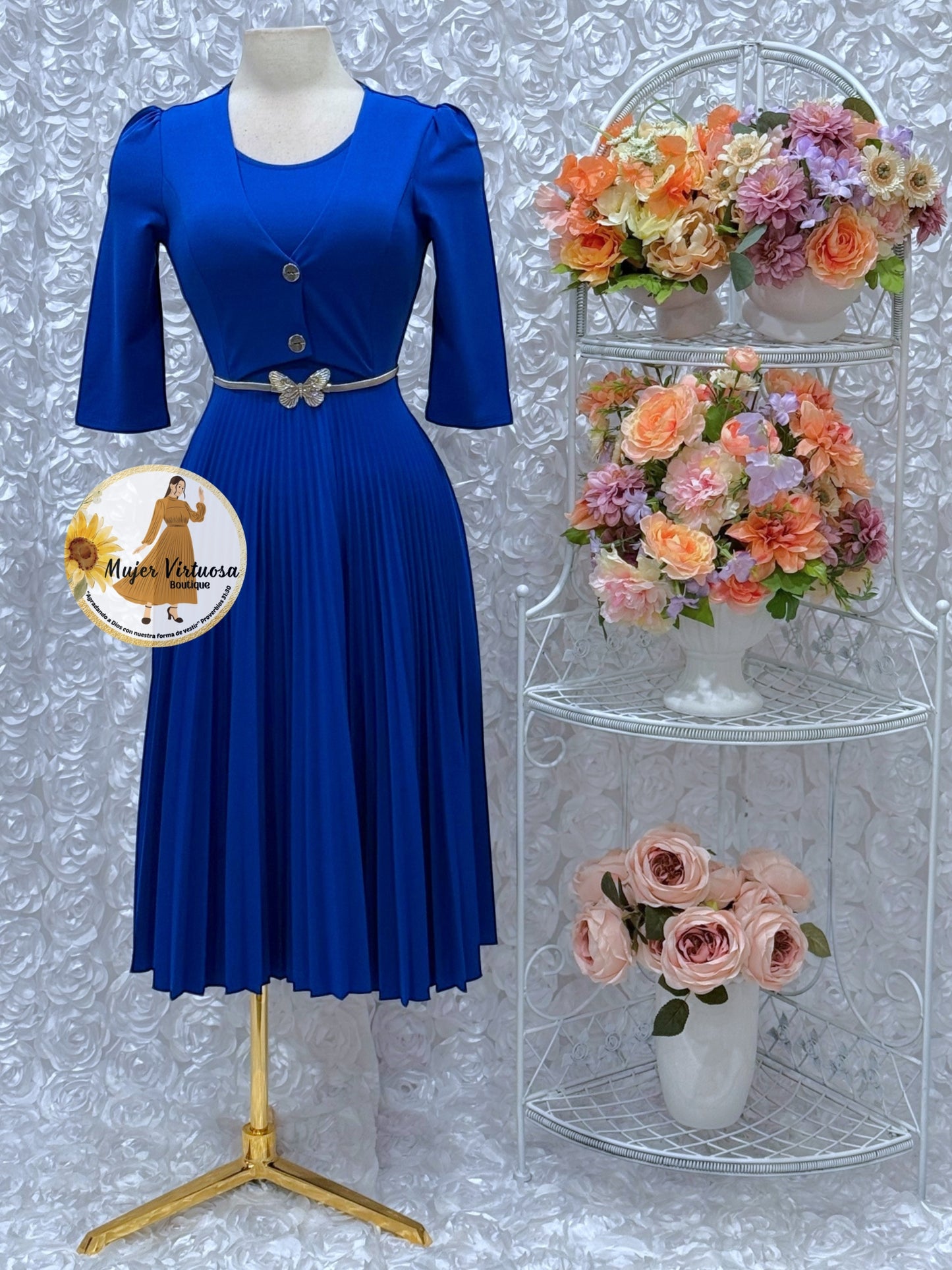 Milena Royal Blue Blazer Midi Dress