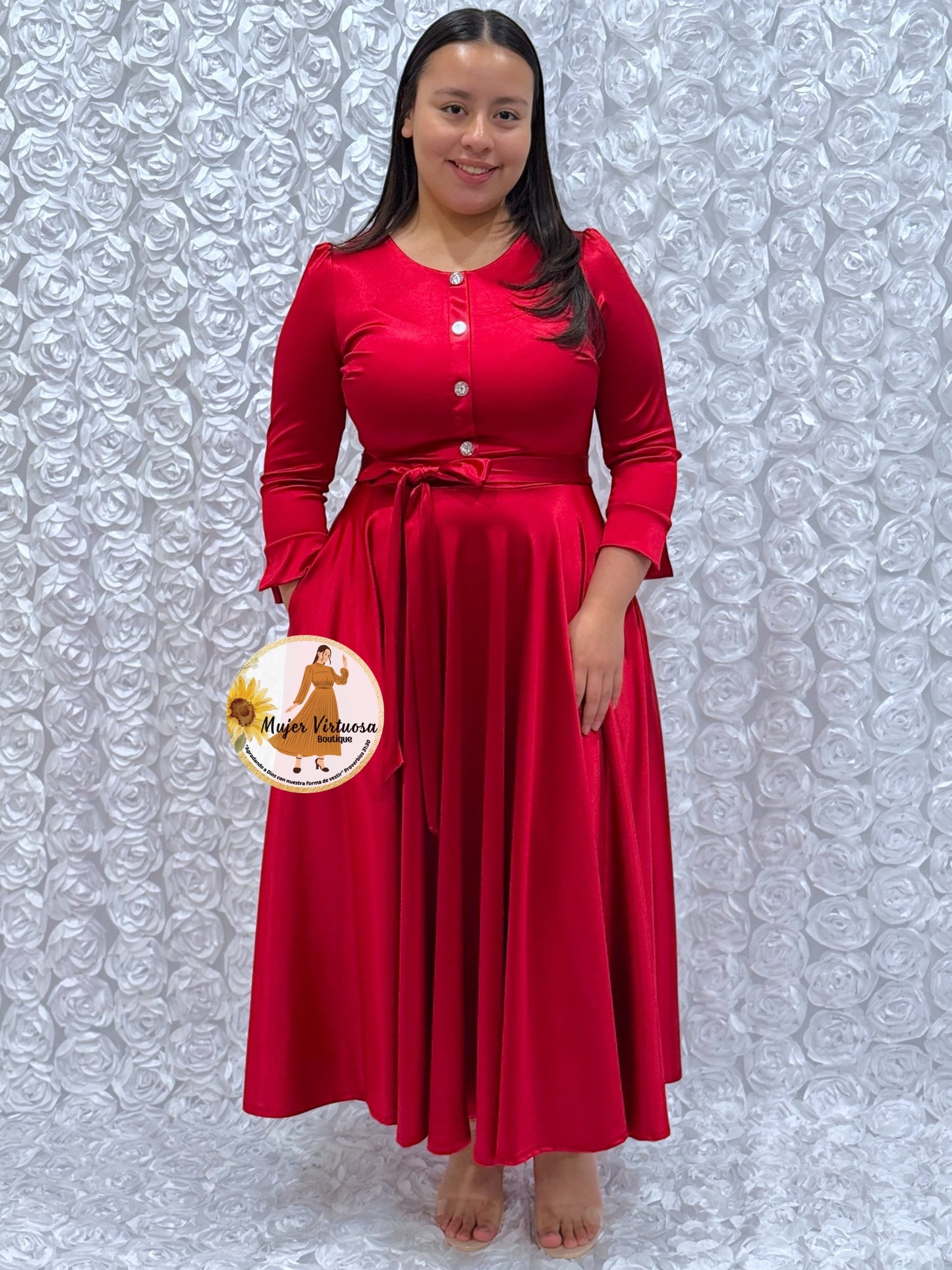 Ruby Red Satin Dress