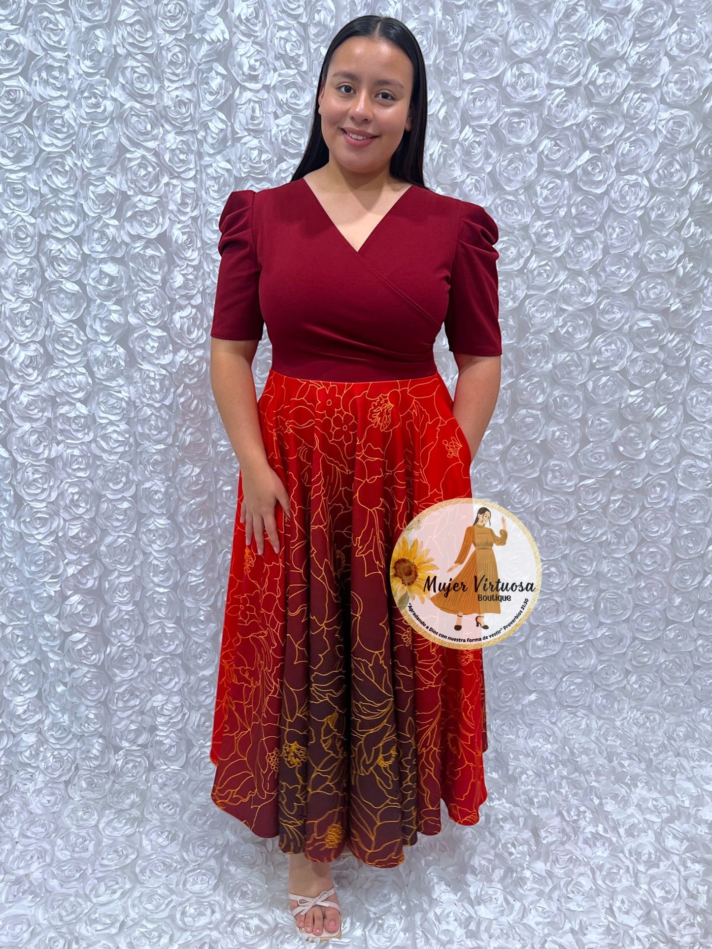Susan Burgundy Ombre Dress