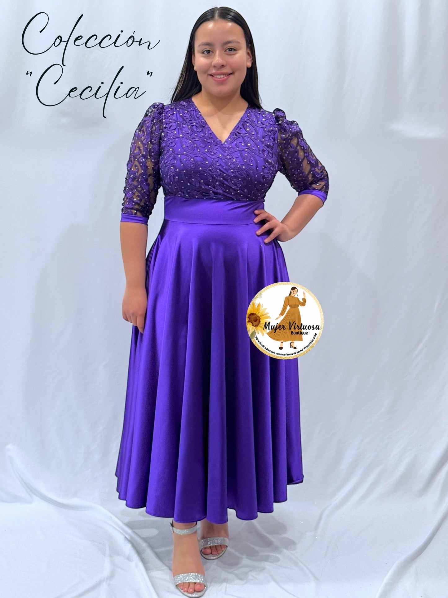 Cecilia Violet Satin Dress