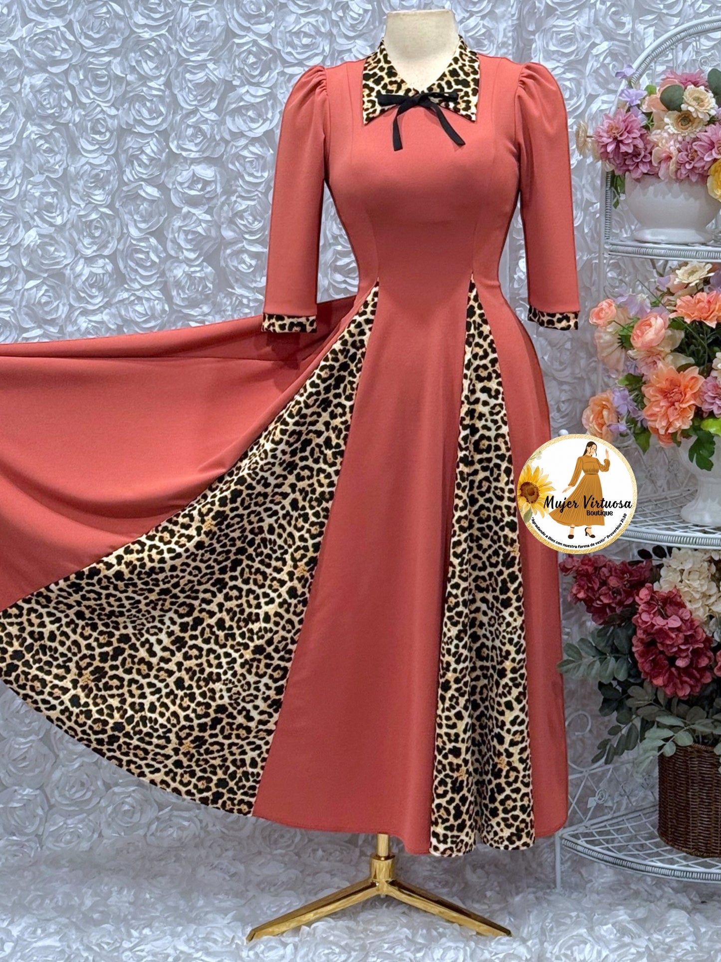 Victoria Dusty Pink Animal Print Dress